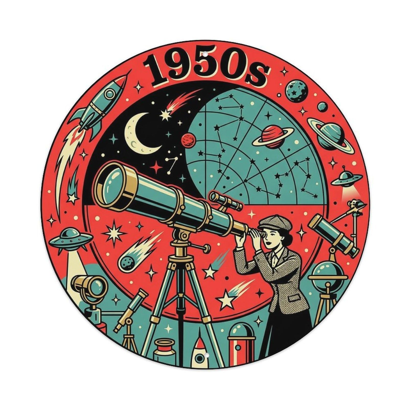 Vintage Retro Telescope Stars Astronomy Metal Tin Sign