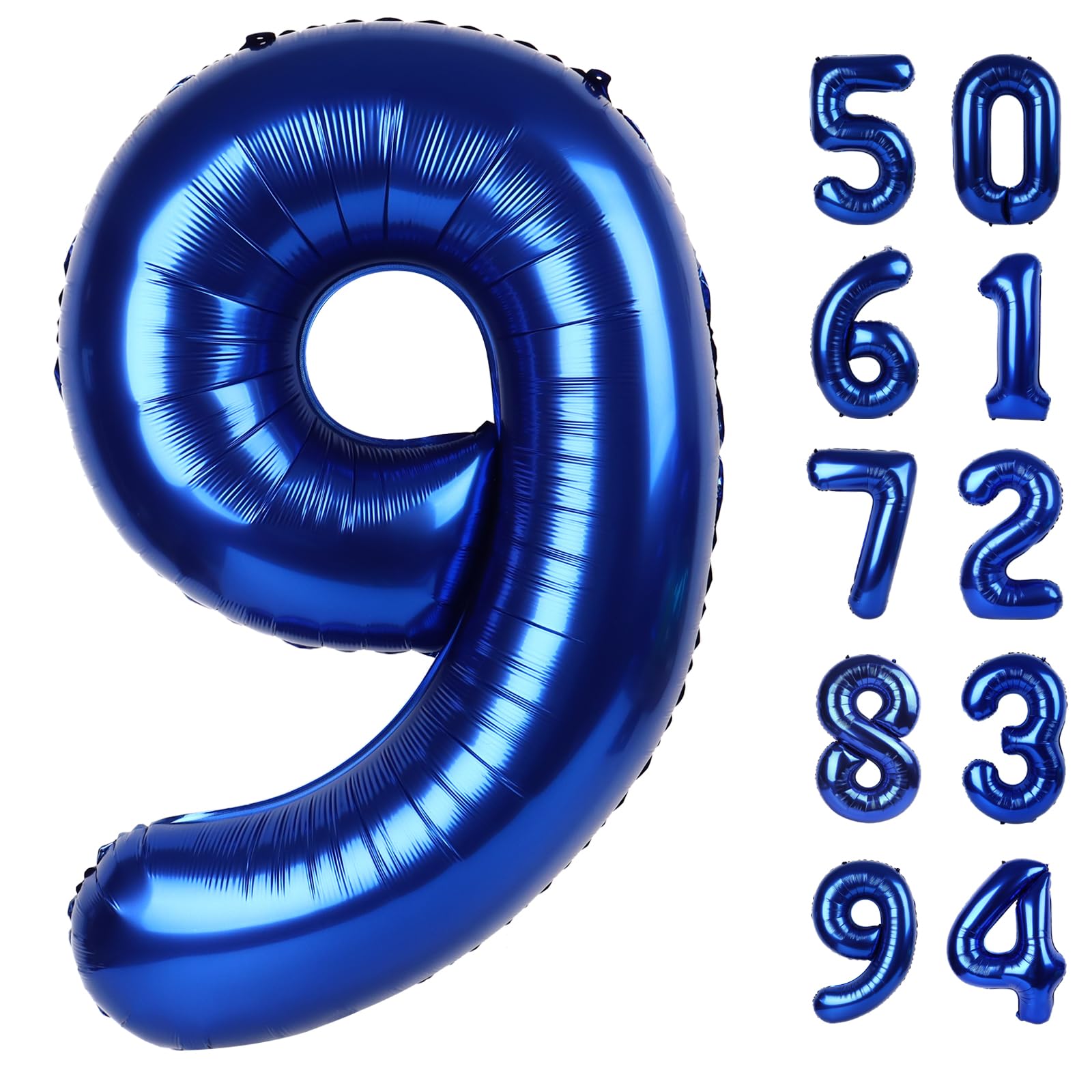Night Blue 9 Balloon - Number Balloon 40 Inch, 9th Night Blue Decorations