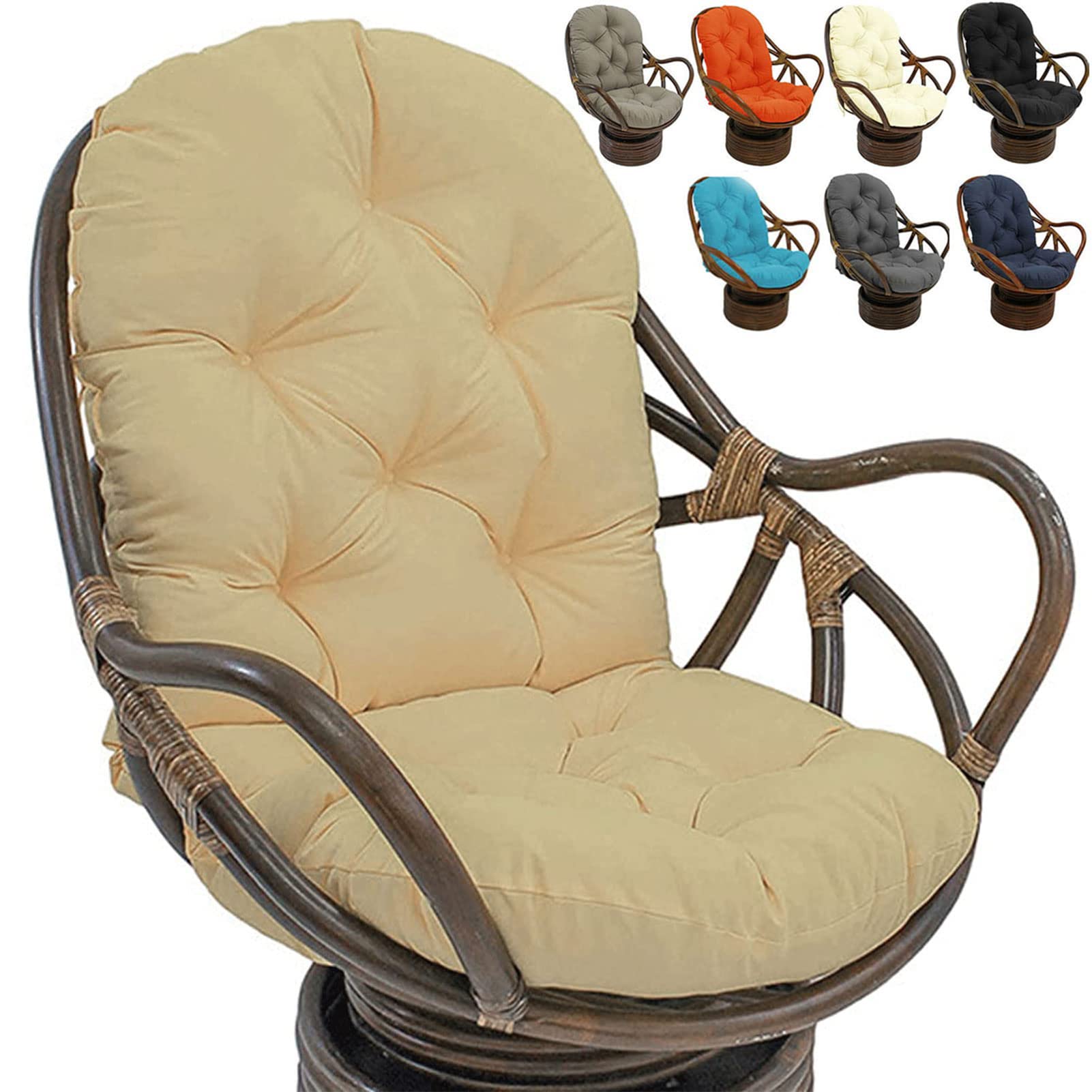 Cojín de repuesto para mecedora de exterior, 120 x 60 cm, lavable y resistente a los rayos UV, para sillón reclinable, ratán, sofá de jardín, color beige