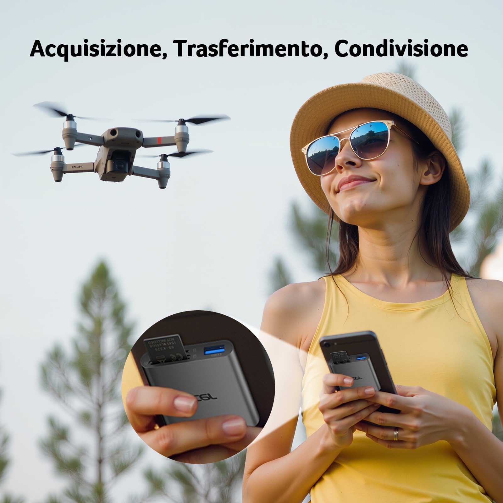 acer Lettore di schede SD con USB 3.0, lettore di schede SD USB C 3.0, Adattatore per SD/Micro SD/SDHC/SDXC/MMC, compatibile con iPhone 16, MacBook Pro/Air, iPad Pro 2021, Pixel, XPS 13, ecc.