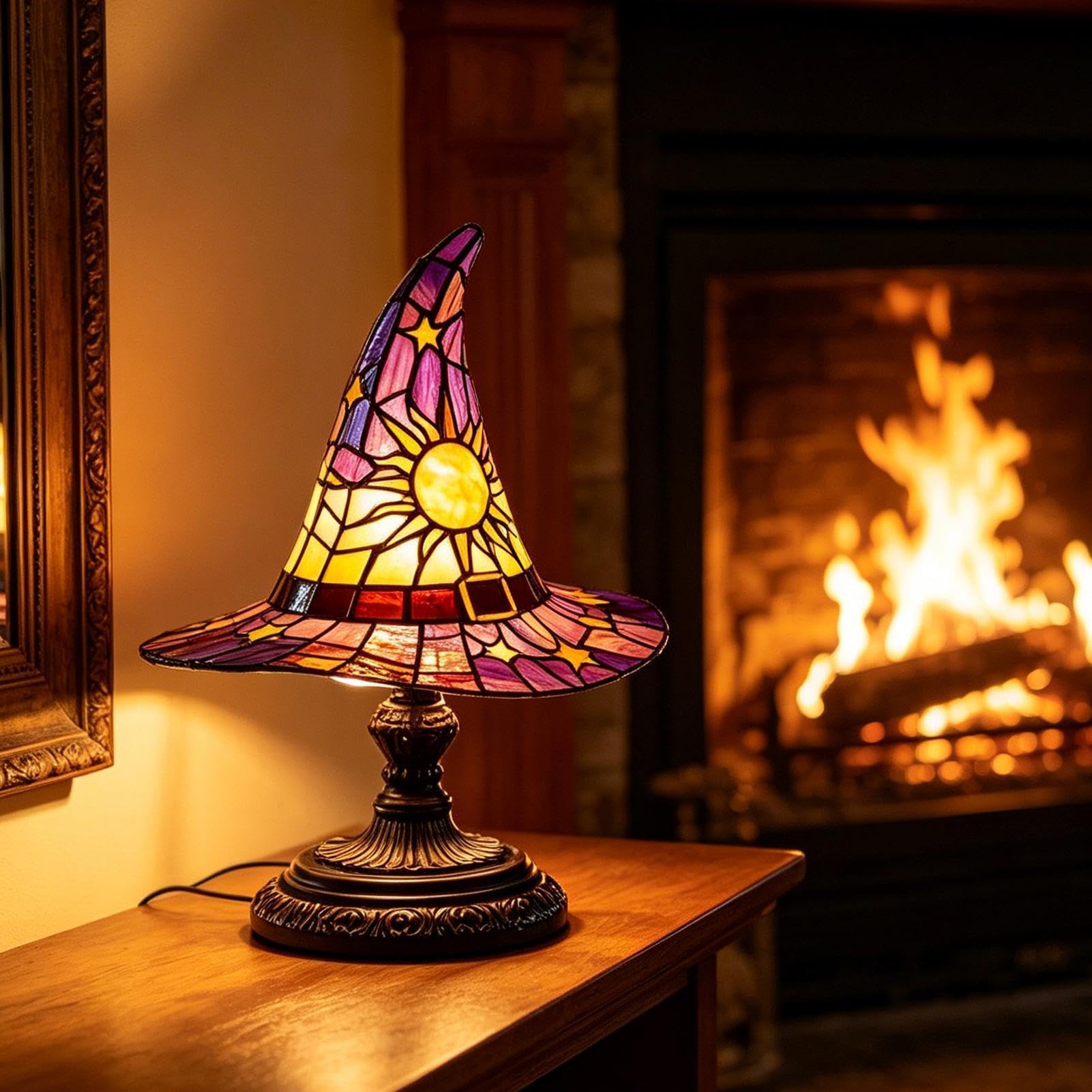 Lampa Wiedźmy | Upiorna Lampka Nocna Słońce Gwiazdy | Lampka Nocna Vintage z Czarownicą | Do Domu, Sypialni, Salonu, Biura, Mieszkania, Akademika, Na Stół, Biurko, Stolik Nocny, Półkę I
