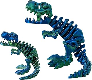 2Pcs 3D Printed Dinosaur Bones，Articulated TRex Skeleton，3D Printed Dragon Fidget Home Office Decor,Full Articulated TRex，Poseable T-Rex with Flexible Joints，Adults Fidget for Autism/ADHD