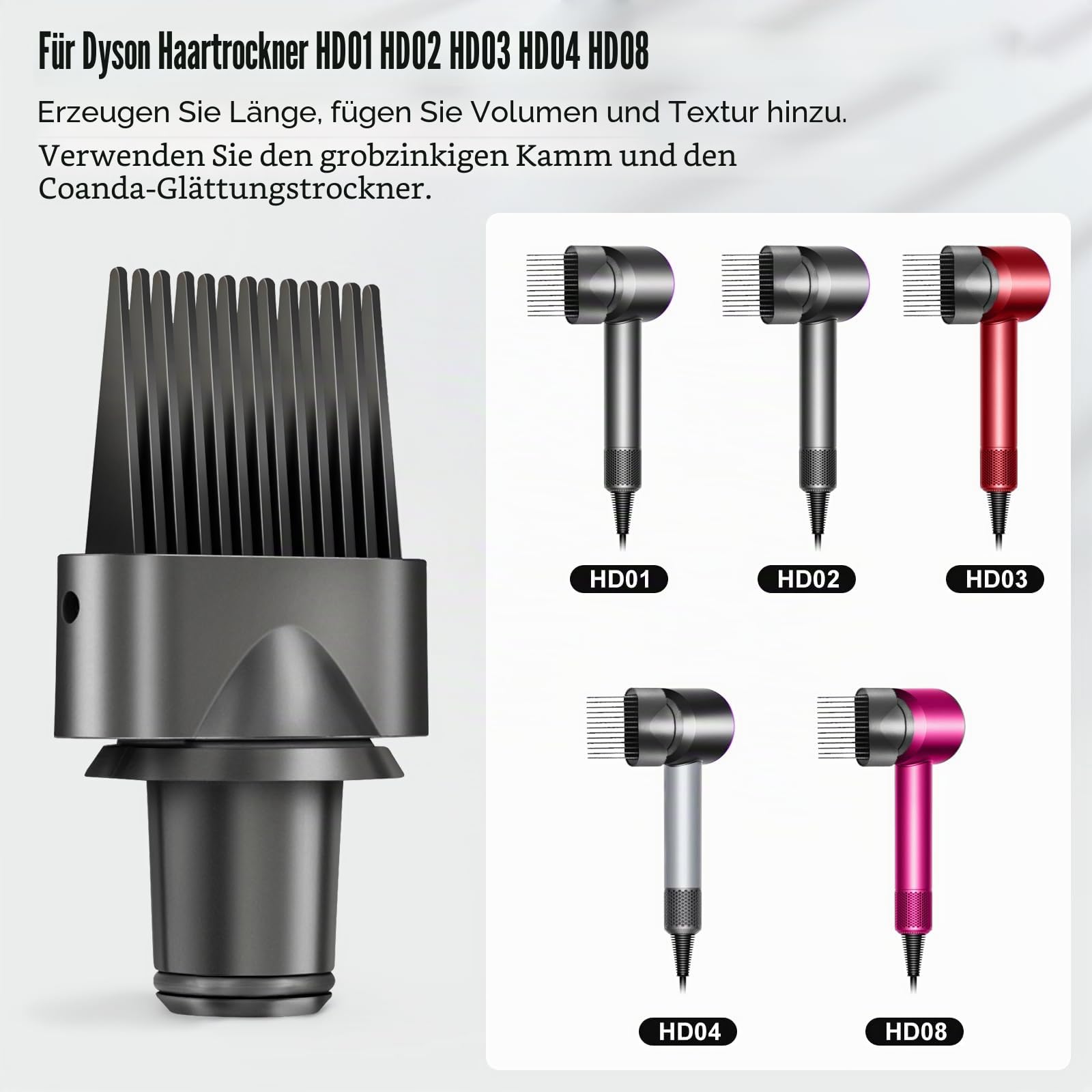 Kammaufsatz mit breiter Zahnung für Dyson Supersonic Haartrockner, Teilenummer 969748-01