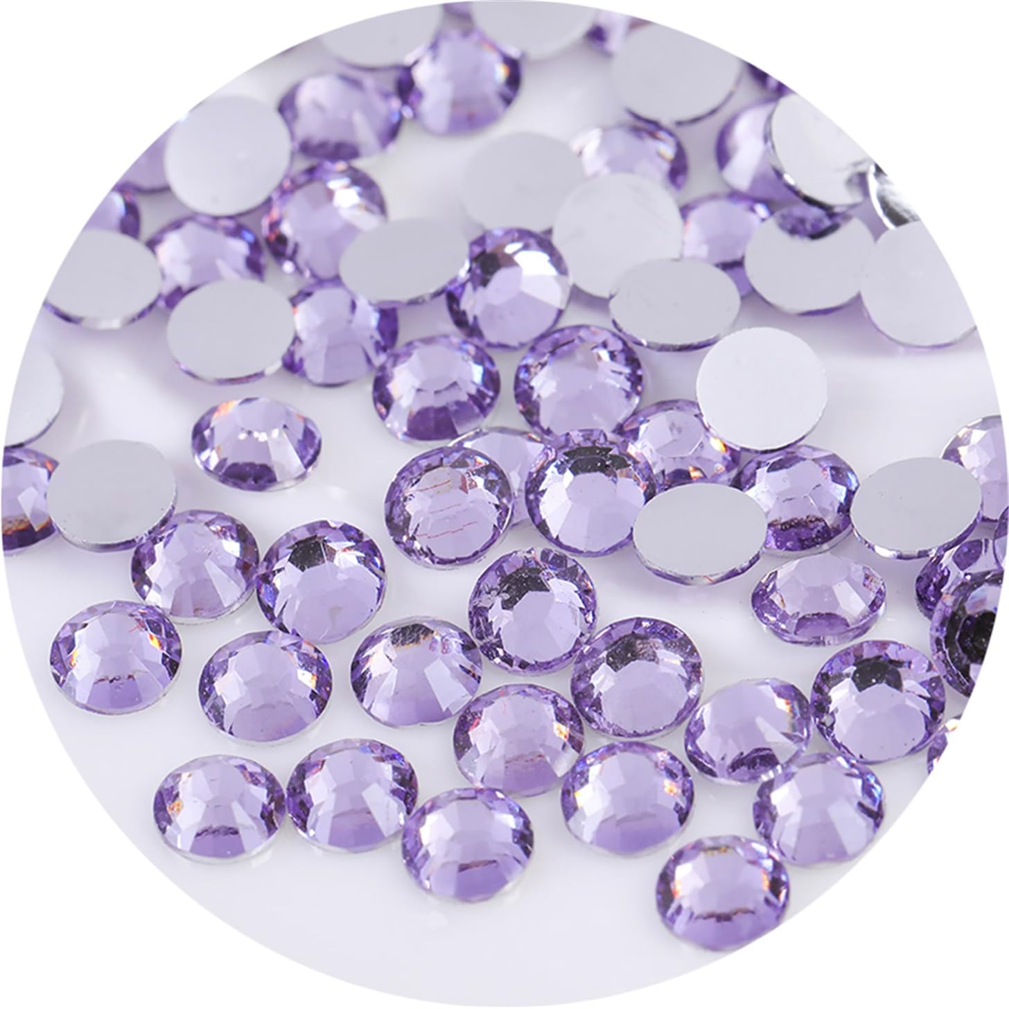 2250 Pcs SS16 4mm Flatback Rhinestones for Nails Art Crafts Glitter Round Gems Crystals DIY Clothes Shoes(Light Purple)