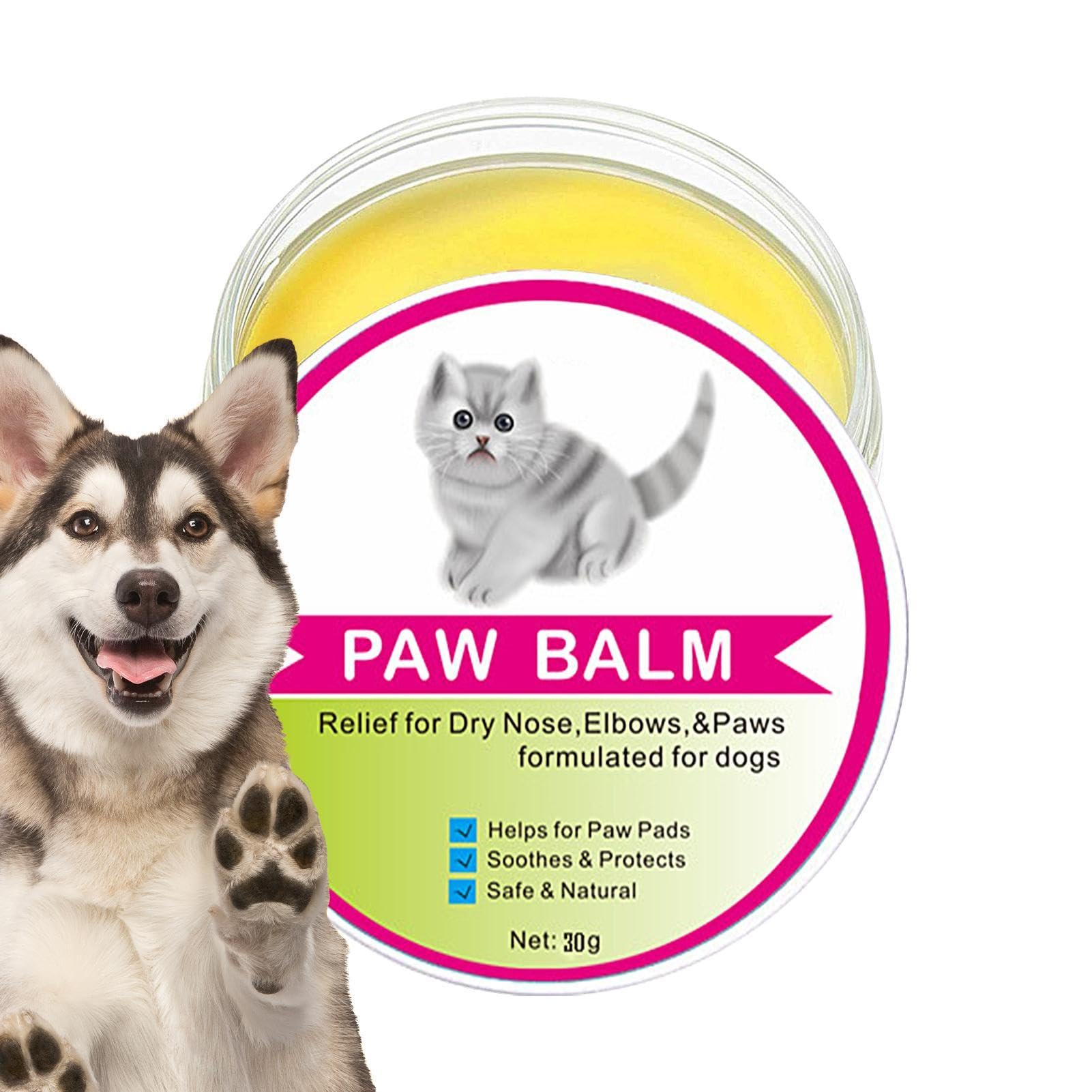 Pet Elbow Butter for Dogs, Pets Nose Elbow Cream Butter for Dry Paws and Nose 30 g and Safe for Dogs Cats Puppy Protects Against Cracks and Wounds