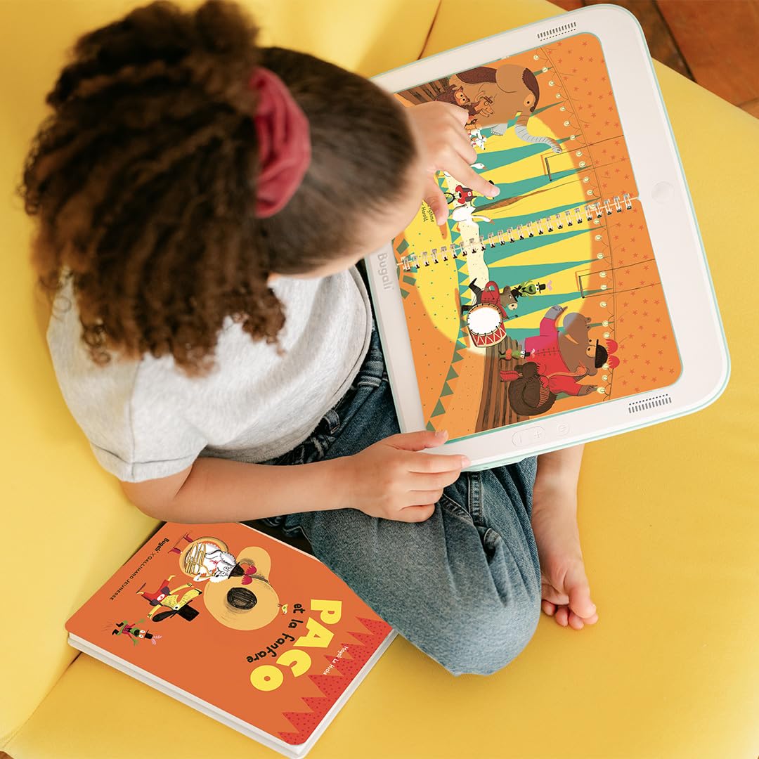 Tablette Lecture Enfant - Histoire Tactile Enfant - Pack Console & Livres pour Les Plus Petits (+3 Ans) - Verte - Paco et la Fanfare - Le Premier Jour de Minusculette - Fabriqué en France