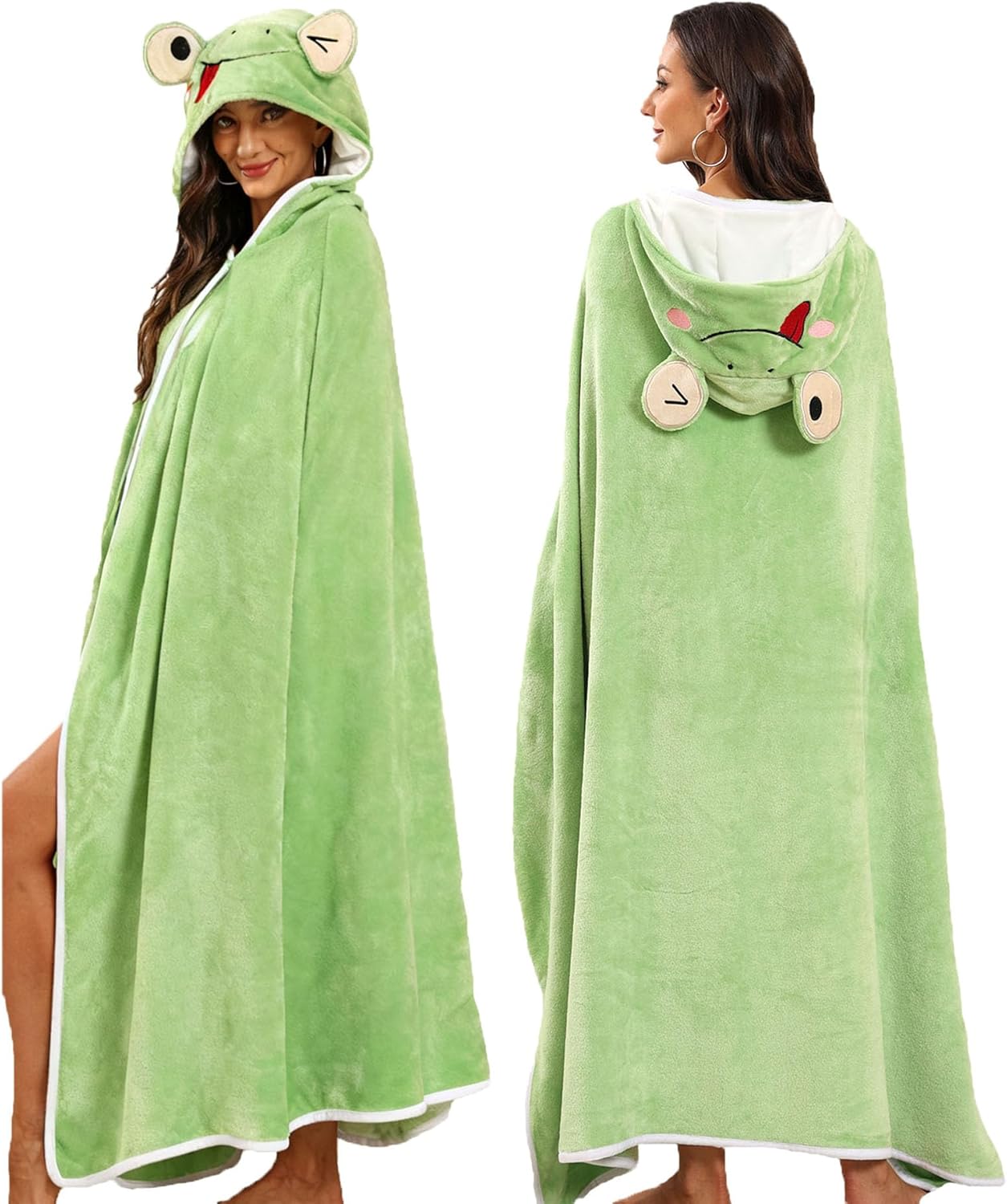 Frog Gifts for Women Adult Frog Wearable Hooded Blanket for Christmas Birthday Wife Mom