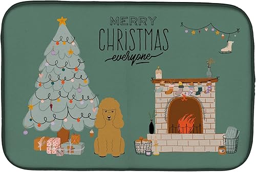 Miniatura 363 de Caroline's Treasures CK7824DDM - Tapete absorbente para secado de platos con diseño de bulldog inglés, rojo y blanco, para encimera de cocina, 14 x