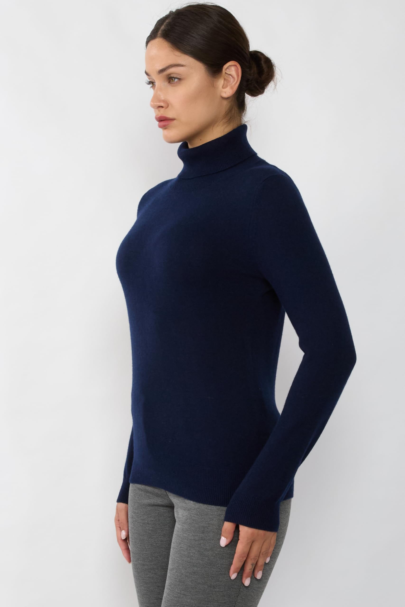 JENNIE LIU Damen-Pullover Aus Reinem Kaschmir, Langärmelig, Rollkragenpullover