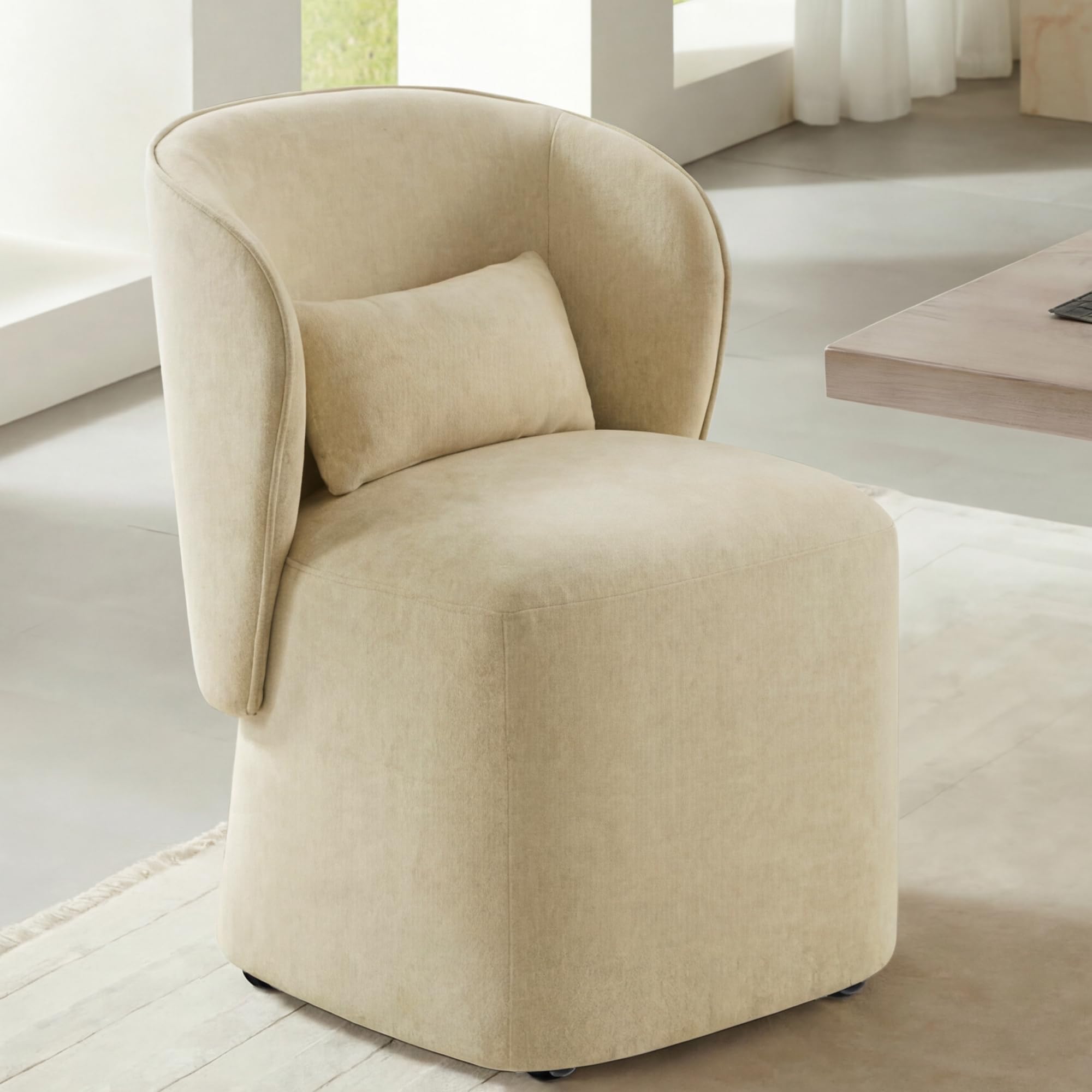 KISLOT Barrel Armchair with Wheels Sand