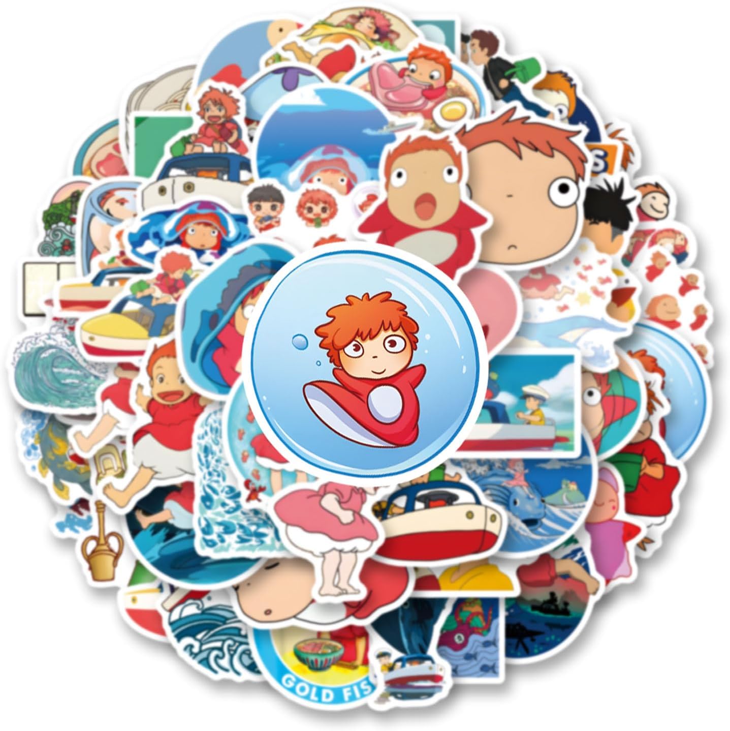 56pcs Anime Stickers Pack，Cute Cartoon Aesthetics Vinyl Waterproof Decals for Water Bottle, Laptop, Phone, Skateboard, Journaling for Party Supply Decor Favor