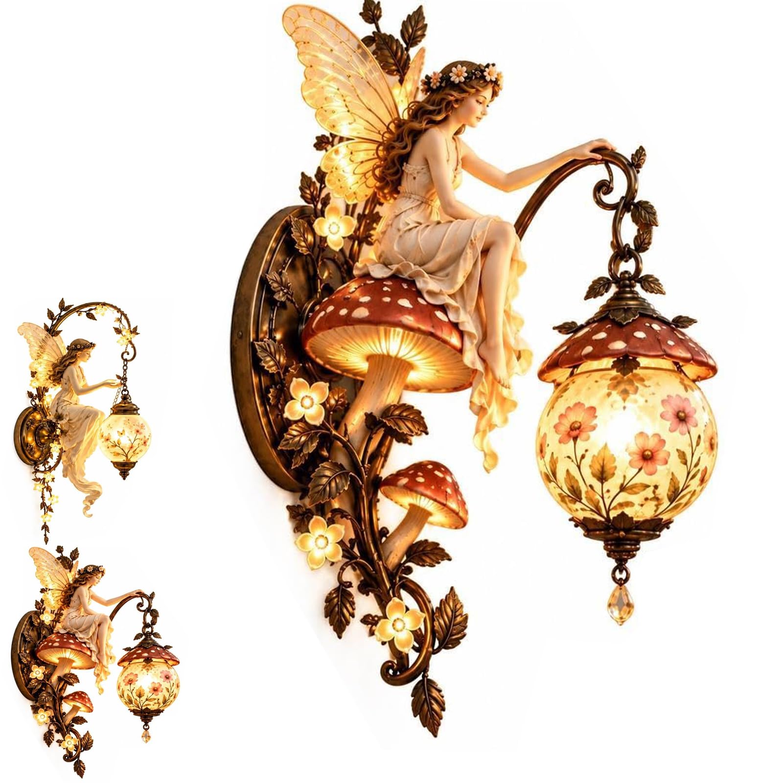 Enchanted Fairy Blossom Lantern Wall Light (Mushr)