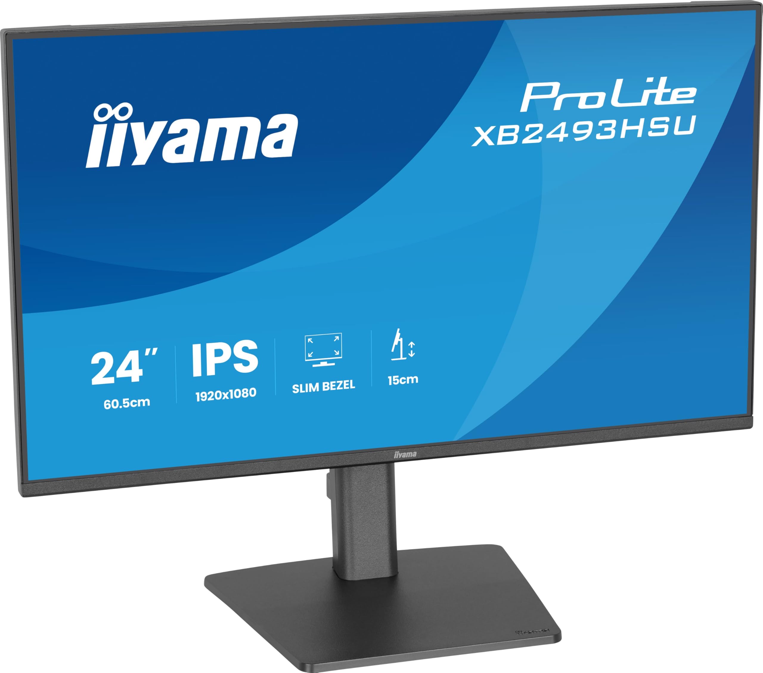iiyama Prolite XB2493HSU-B1 60,5cm 23,8" IPS LED-Monitor Full-HD 120Hz HDMI DP USB2.0 Slim-Line Höhenverstellung Pivot Adaptive Sync Energieklasse C schwarz