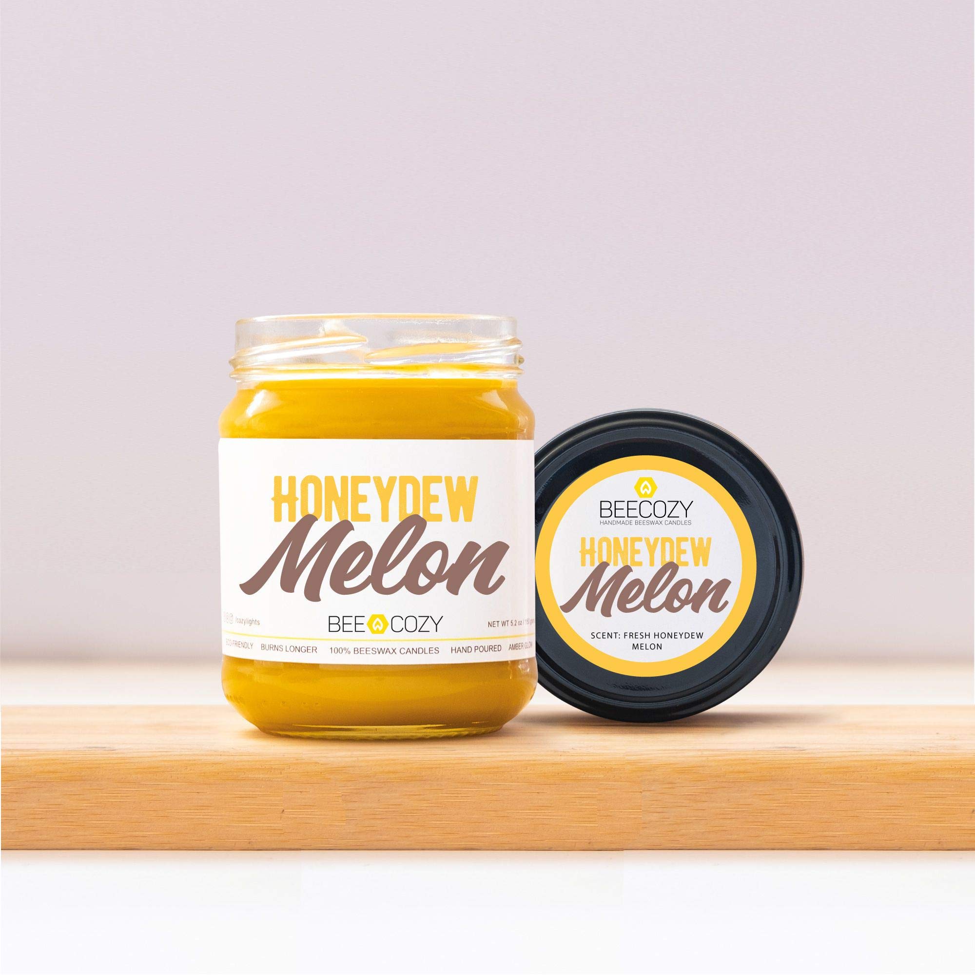 Bougie cire d'abeille artisanale haut de gamme Melon Miel