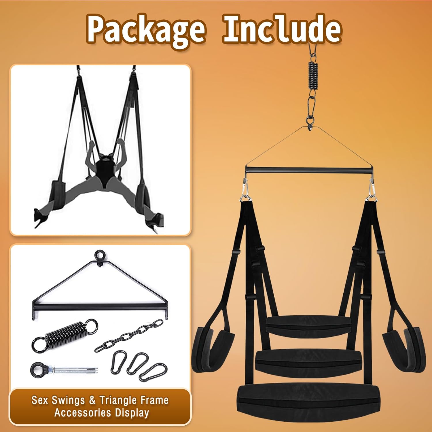 Enhanced Sex Swing BDSM Bondage Sex Toys - Spinning Indoor Ceiling Swing with Triangular Suspension Device & Widened Neck Lumbar Hip Pads, Sex Swings with Adjustable Sling Adult Sex Toy