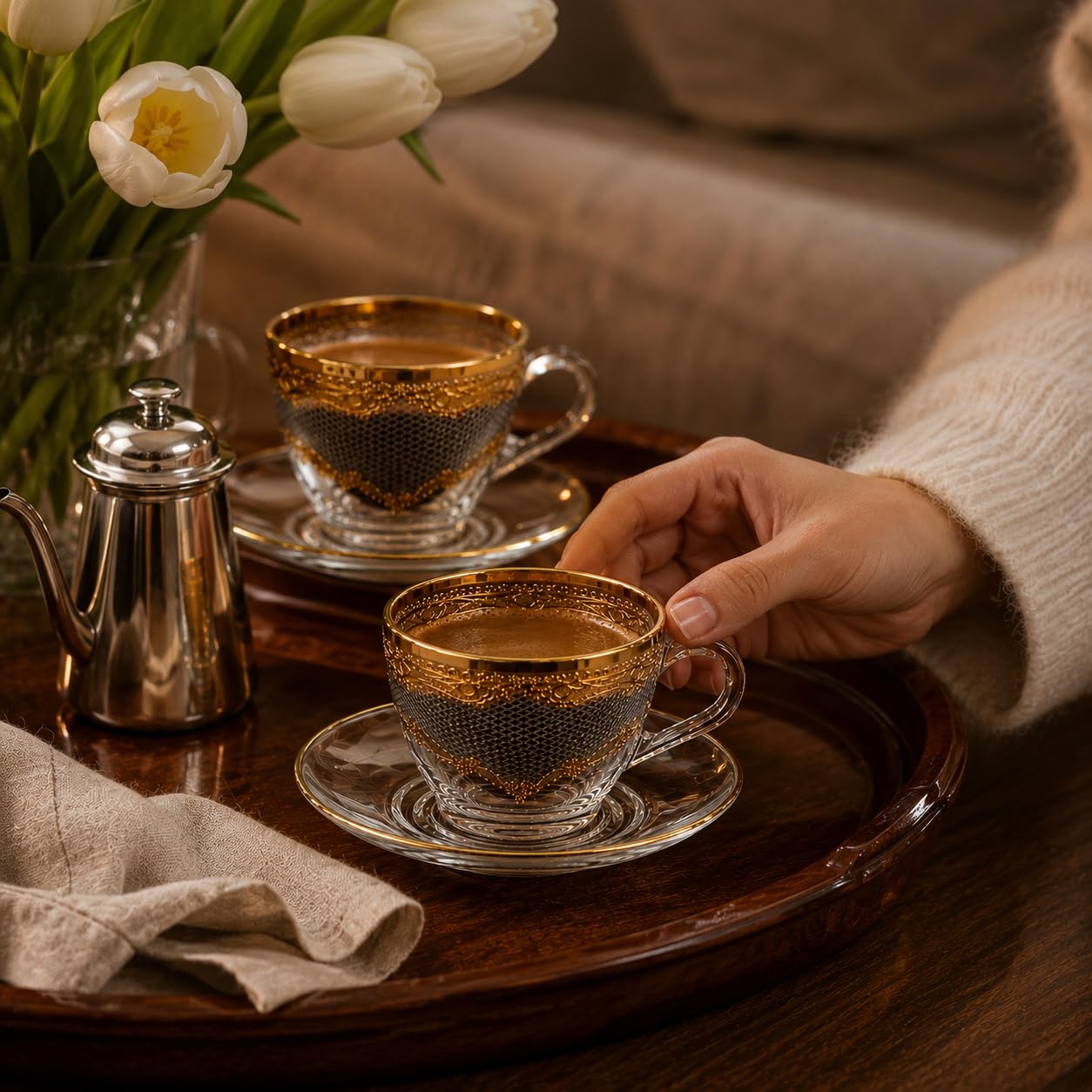 Espressotassen mit Untertasse 90 ml, 2er Set