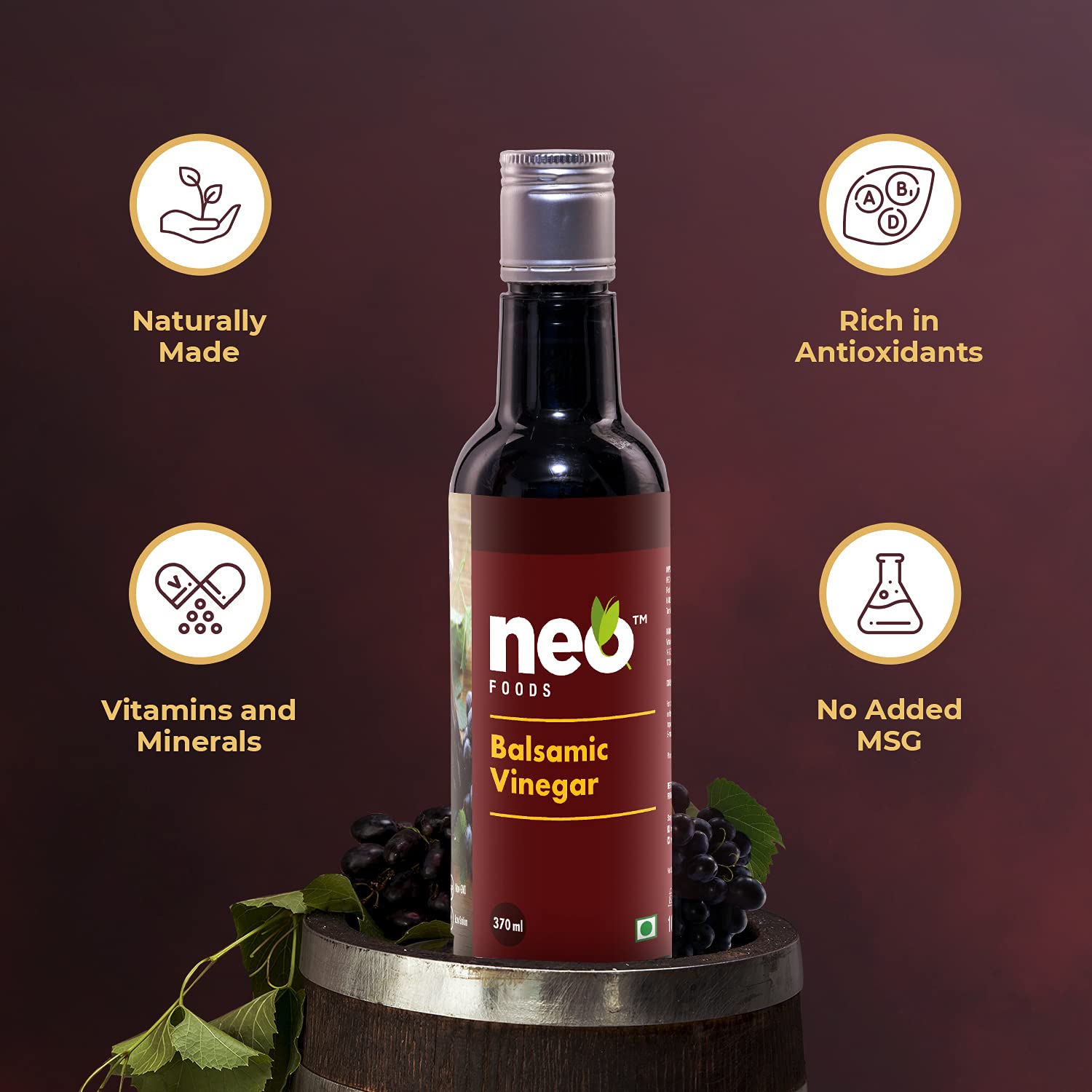 Neo Balsamic Vinegar 370ml I Naturally Made Rich in Nutrient and Antioxidants I Good For Hair & Skin - Image 4 thumbnail