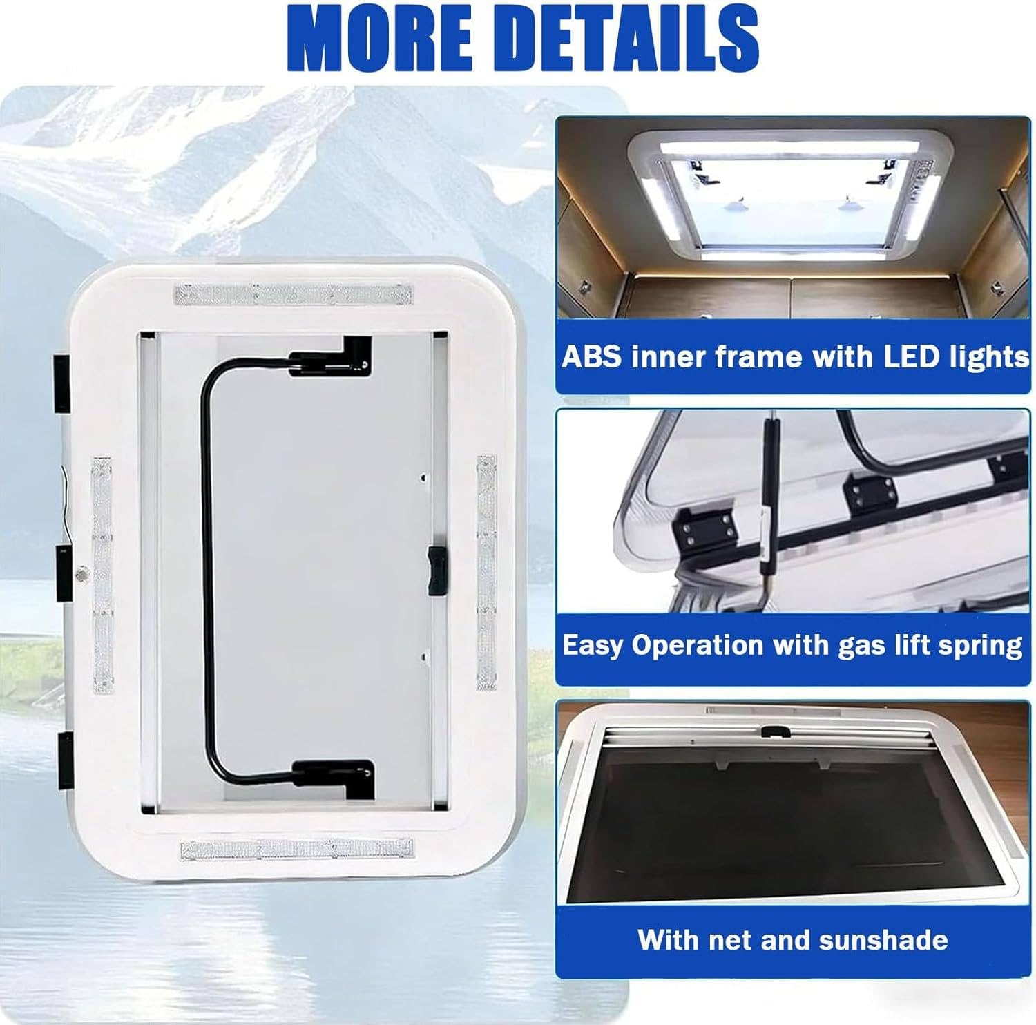 Clarobas Ventanas Autocaravanas, Escotilla Ventilación Techos Autocaravanas Y Caravanas, Claraboya Techo Furgoneta Camper, Con Toldo Y Mosquitera, Para Autocaravana, Caravana, Camper 500*500mm