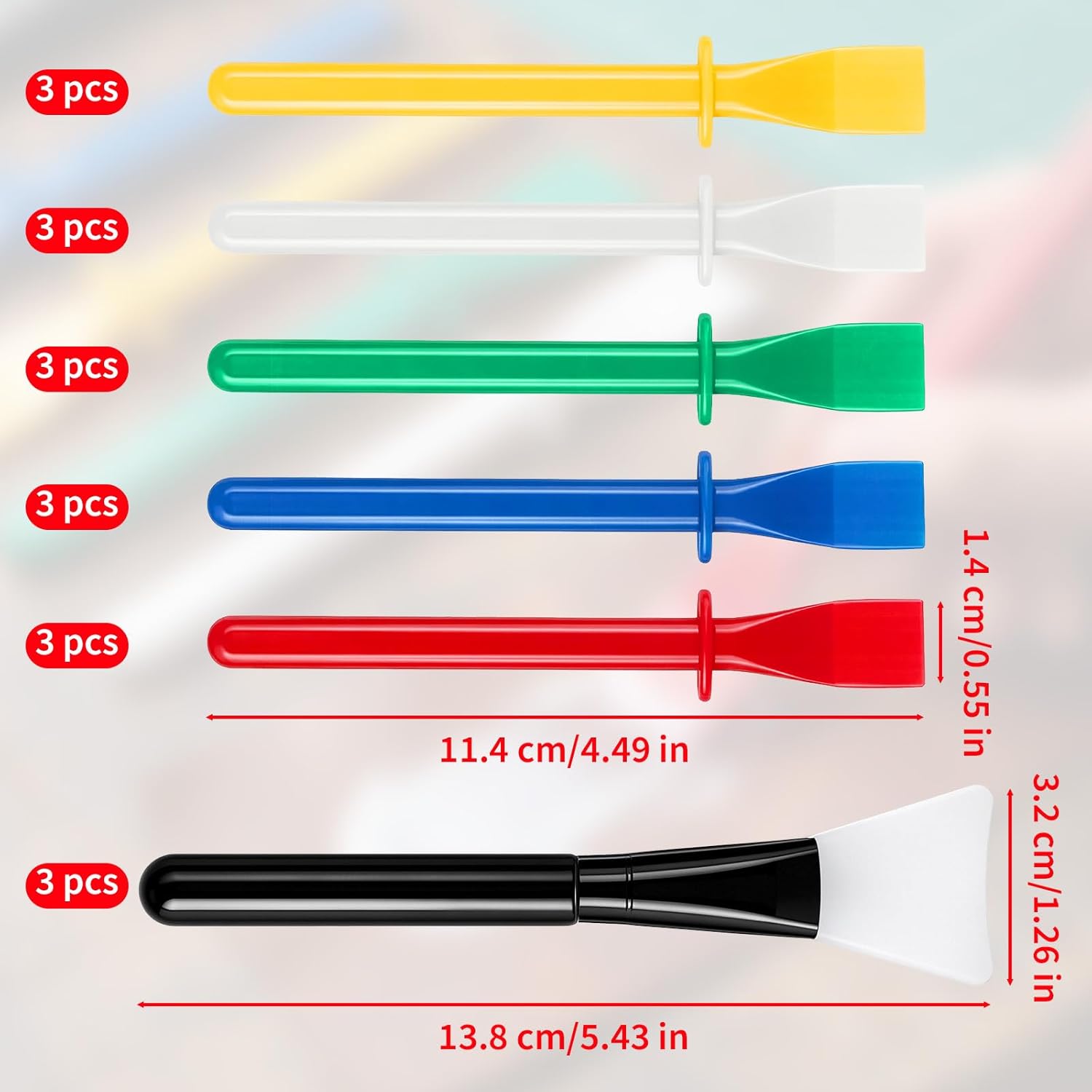18 Pcs Silicone Glue Brush and Plastic Spreader Tool Set, Colored Plastic Glue Applicators for Woodworking Crafts Epoxy Adhesive Application DIY, Timber and Handicrafts, Durable and Easy-to-Clean