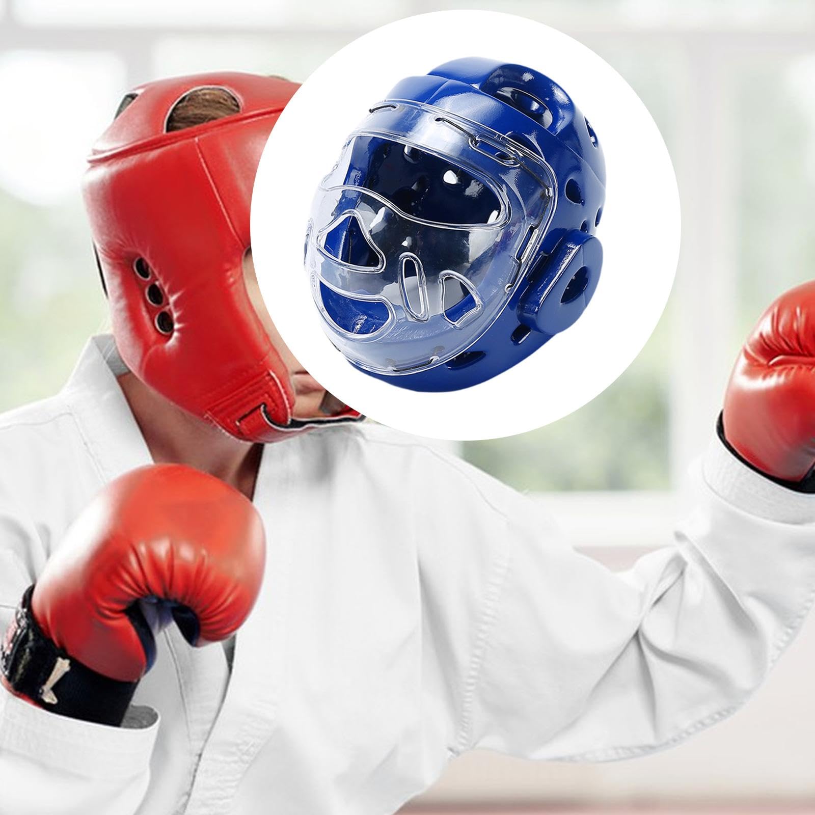 Casco de Karate, Práctico Casco de Taekwondo para Kickboxing, Grappling Y Karate XL Rojo