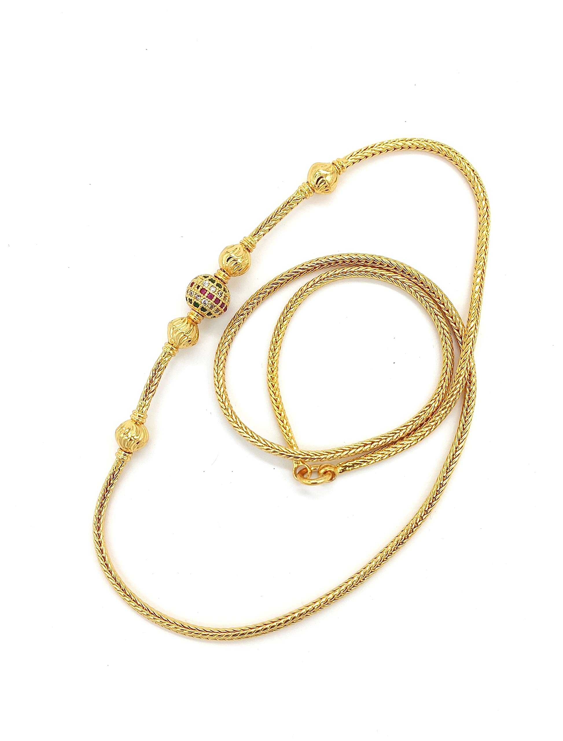 HANAA One Gram Gold Micro Plated 3 Ball Mugappu Chain for Women & Girls 24 Inches-m73 (Multicolor) (B0BW9N3LWZ) Amazon Price History, Amazon Price Tracker