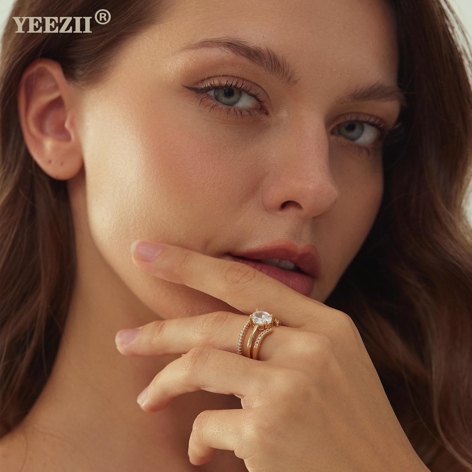 YEEZII Gold Rings for Women Non Tarnish, 14K Gold Stacking Cubic Zirconia Rings Pack, Dainty Stackable Gold Knuckle Rings Set Size 5-10 - Image 6