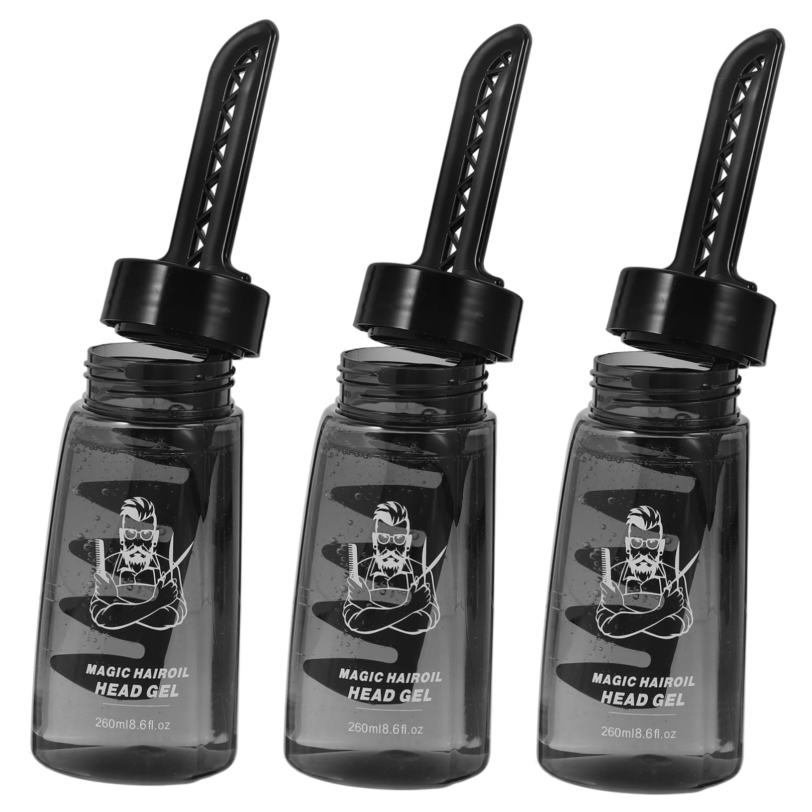 CALLARON 3 Leere Haargelflaschen mit Kamm und Applikator Haargel Behälter für Haarwachs 260 ml Kunststoff 3 Stück