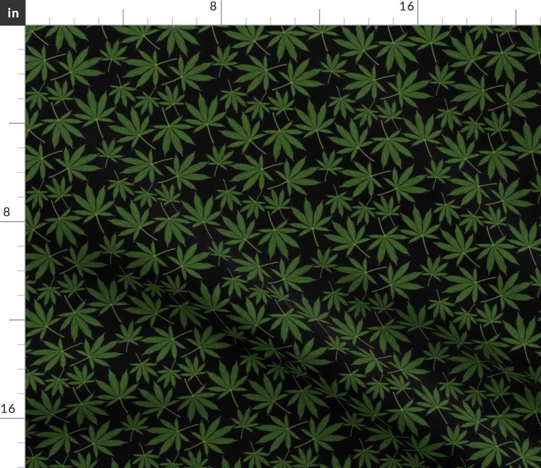 Spoonflower Fabric - Cannabis Leaves Pot Botanical Weed Marijuana 420 Printed on Cotton Poplin Fabric by The Yard - Sewing Shirting Quilting Dresses Apparel Crafts