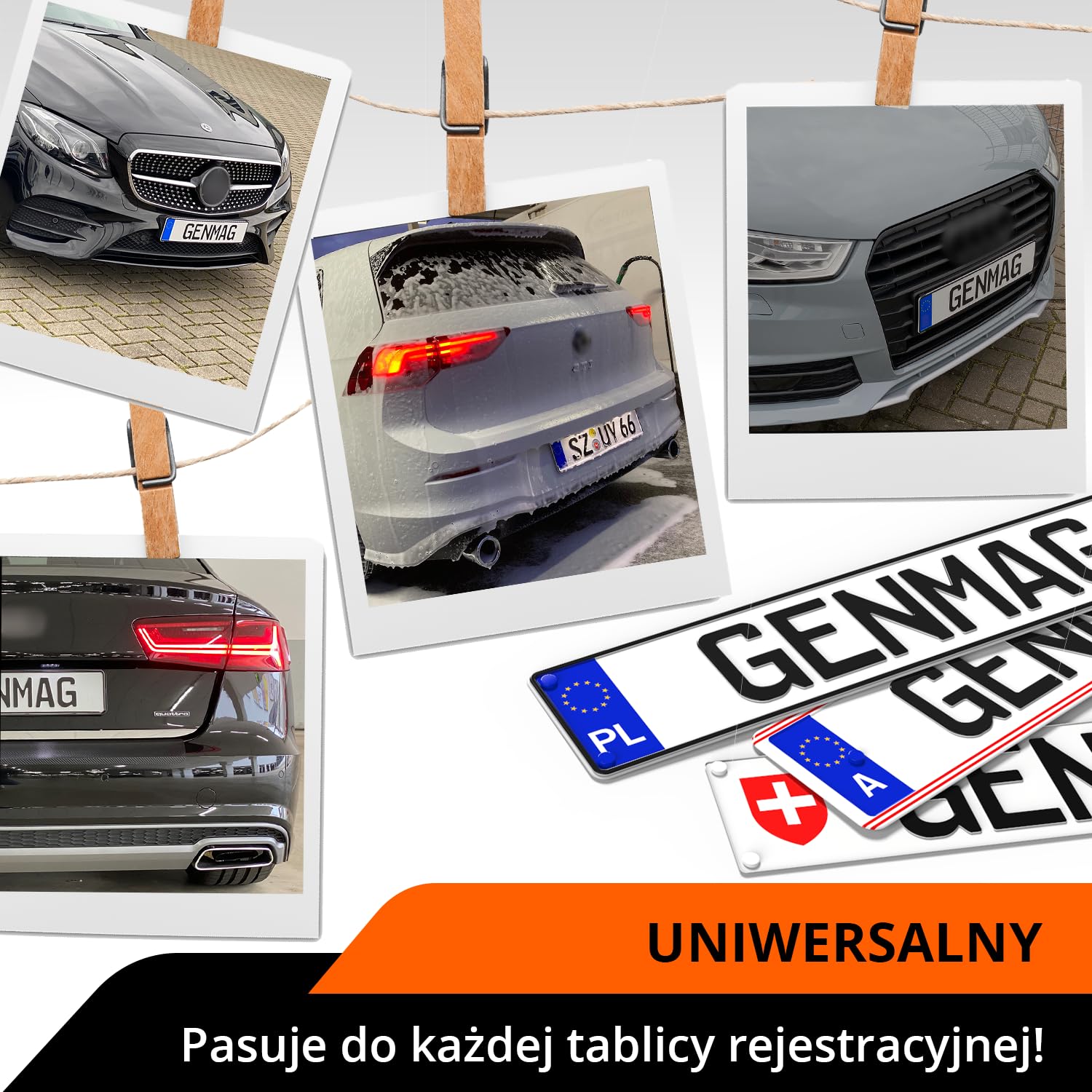 GENMAG® Śrubki do Tablicy Rejestracyjnej z Zaślepkami | Ramki pod Tablice Rejestracyjne | Bezramkowy Uchwyt Tablicy Rejestracyjnej z Zaślepki i Śruby | Wkręty Tablicy Rejestracyjnej z Zaślepka