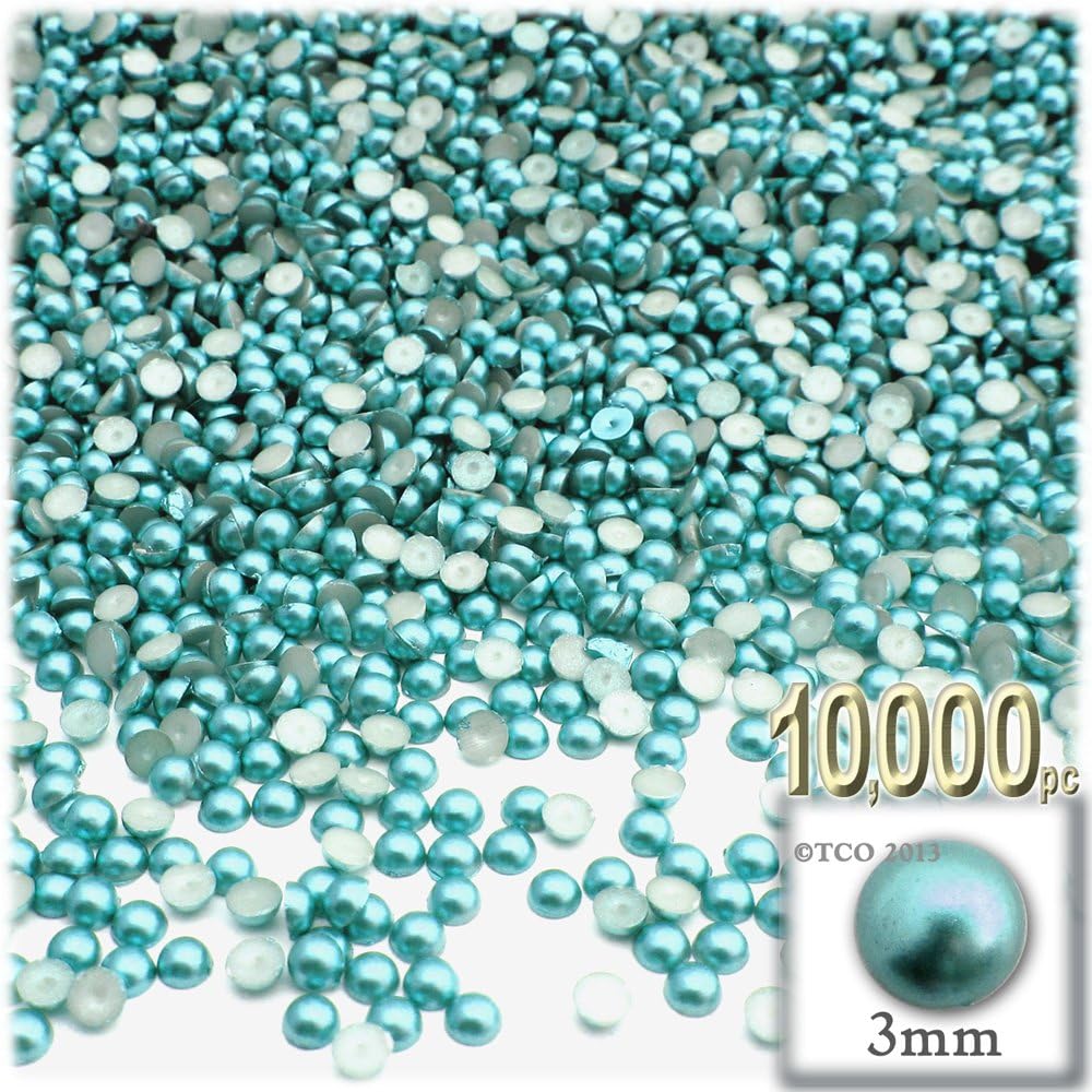 The Crafts Outlet 10,000pc Pearl Finish Half Dome Beads, Round, 3mm, Pastel Mix