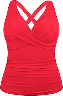Tankini con aros para mujer, talla grande, traje de baño con control de abdomen, cuello en V, parte superior de natación sin parte inferior 2025