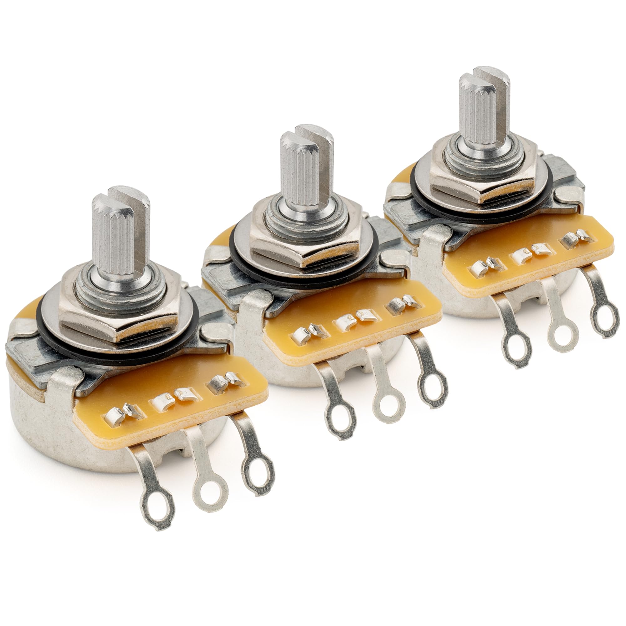 CTS 450 A250K Pots Short Split Shaft 1/4 Inch 10% Audio Taper Potentiometers for Electric Guitar Bass (Set of 3)
