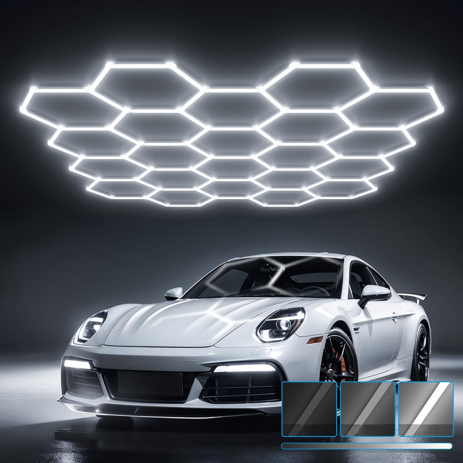 HYPERLITE Gen 2 Hexagon Garage Light, Upgraded 3 Level Dimmable