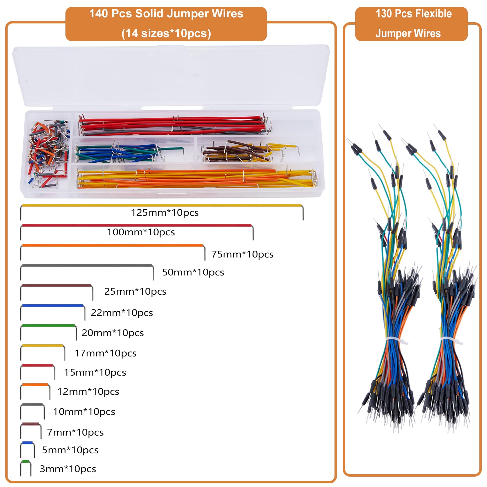 Zestaw płytek prototynowych z 2 x 830 punktami wiązania i 2 x 400 punktami wiązania, 2 x 170 punktów wiązania, mini oznaczone kolorami, 140 szt. zworki w kształcie litery U, 2 x 65 szt. elastycznych