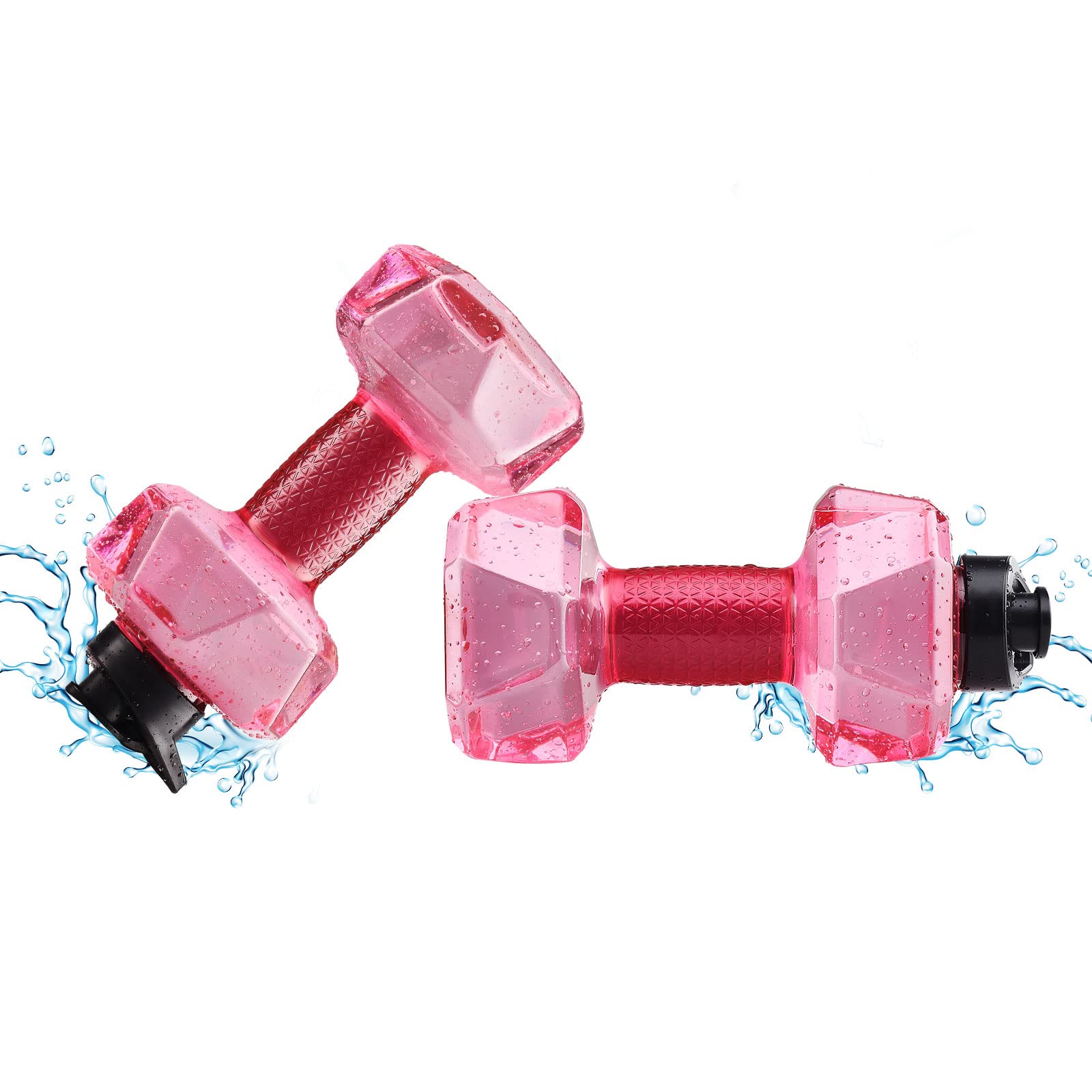 2PCS Water Dumbbells, Water Fillable Dumbbells, Water Floating Dumbbells, Water Weights for Pool Exercise, Swimming Hand Bars, Water Fitness Water Aerobics Equipment for Adults Kids Beginners(Red)