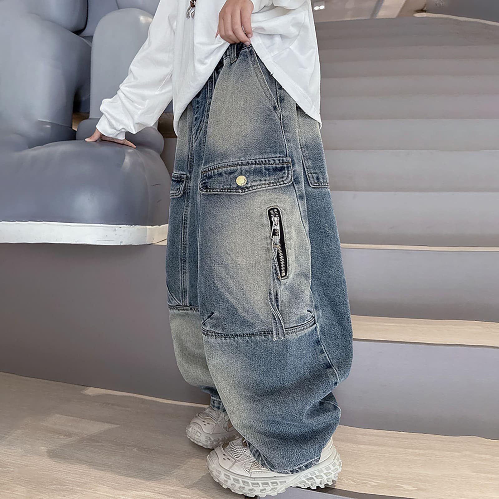 Pantalón Vaquero Ni?o Elastico Invierno Largo Baggy Jeans