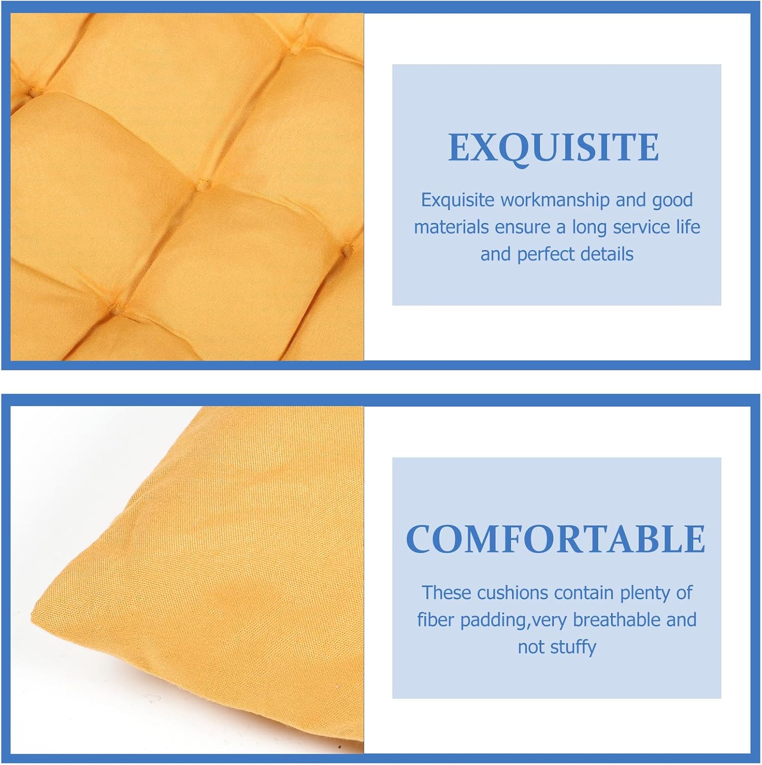 COHEALI Thick Square Chair Cushion, Soft Rocking Chair Pad, Mustard Yellow Portable Seat Cushion for Outdoor and Indoor Household Seating
