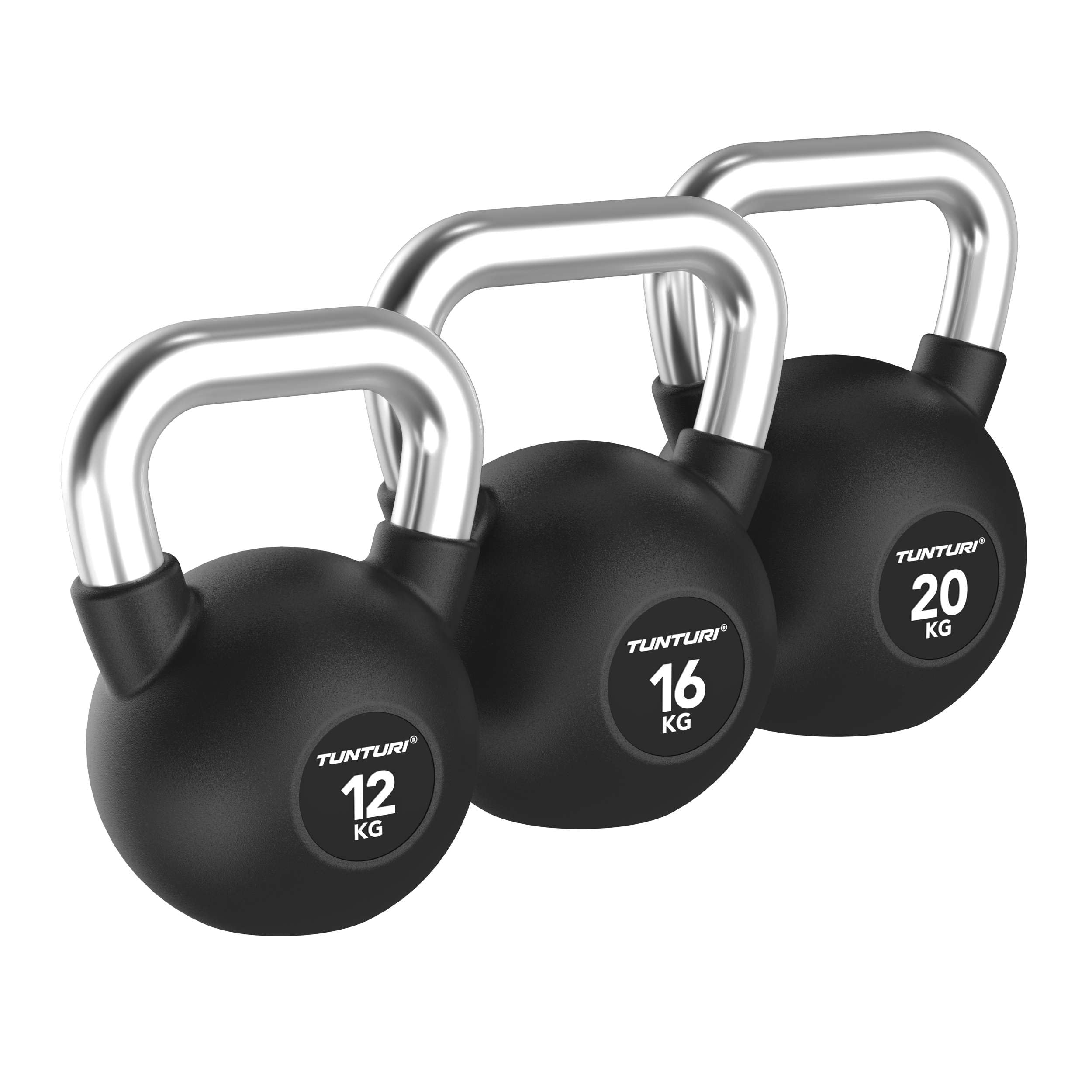 Tunturi Platinum Gummi Kettlebell – 12–20 kg – Set