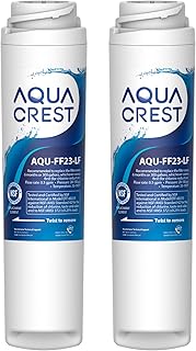AQUA CREST FQSLF, FQSVF Under Sink Water Filter, Replacement for GE FQSLF, FQSVF, FQSVN, FQROPF, GXSV65R Undersink Water Filter, NSF 42 Certified (2 Pack), Model no.AQU-FF23-LF