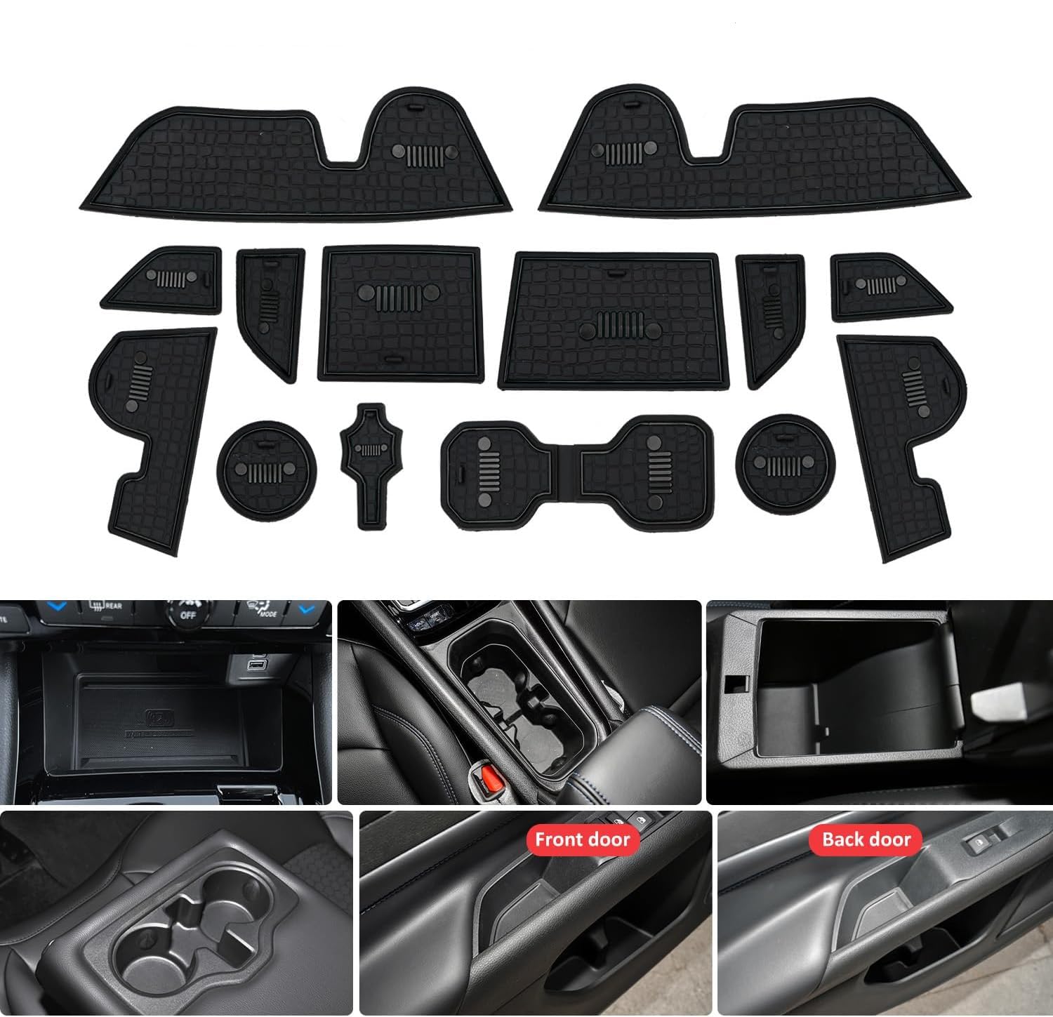 Tappetini Antiscivolo Per Auto Compass 2022-2024 - 14 Pezzi, Gomma, Nero - Foto 3