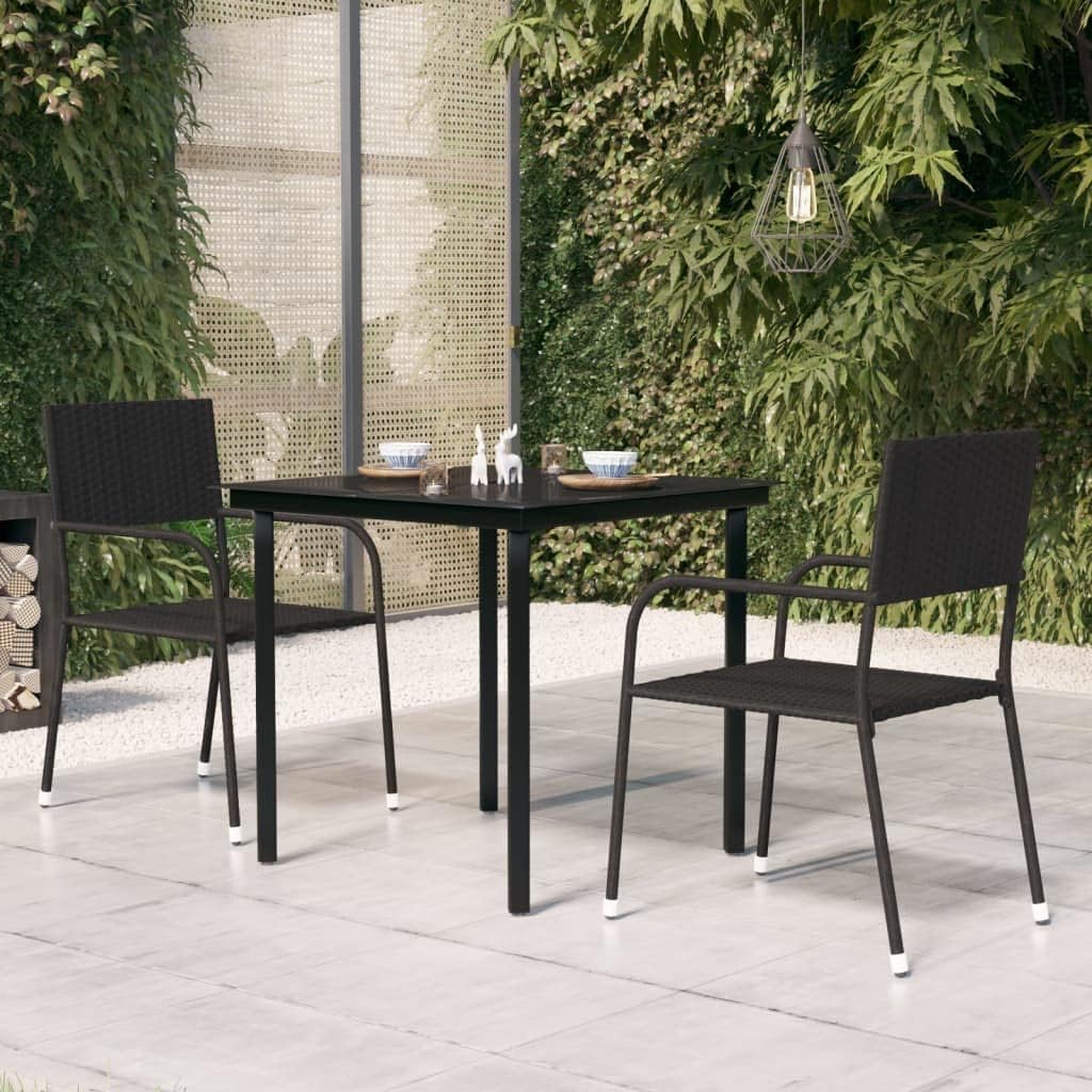 Patio Dining Table,Patio Bistro Table,Apartment Gardening Balcony,Deck Table,Backyard Table,for Patio, Backyard,Pool, Black 31.5"x31.5"x29.1" Steel and Glass