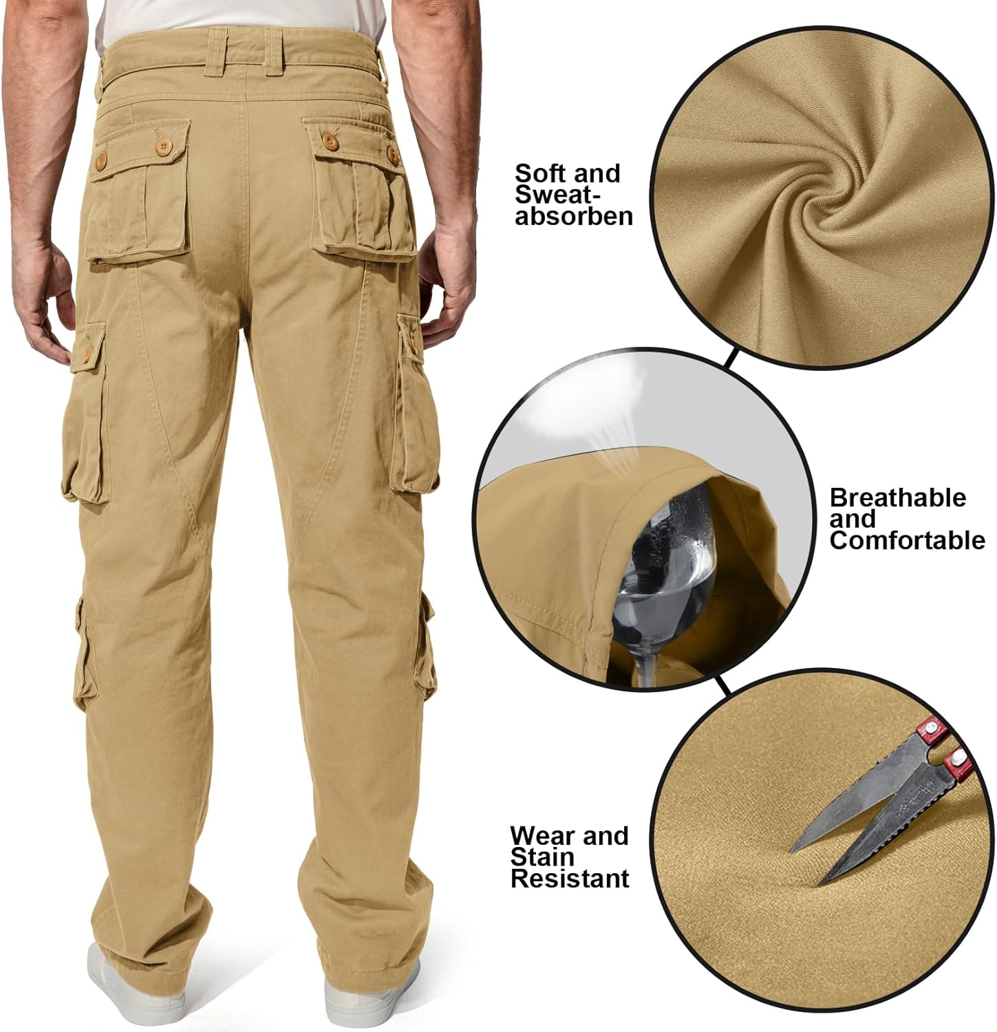 Men's BDU Casual Military Pants, Tactical Wild Army Combat ACU Rip Stop Camo Cargo Work Pants Trousers with 8 Pockets - Image 6