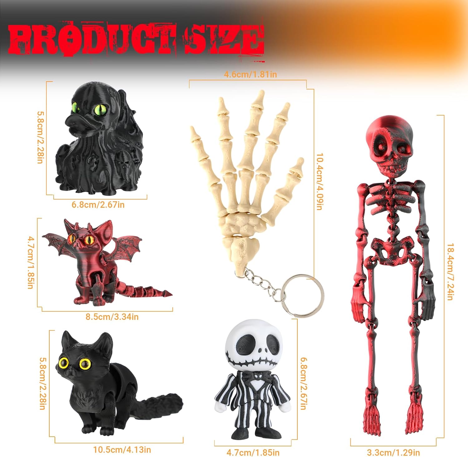 3D Printed Animals 6 Pcs, Articulated Halloween Spooky Fidget Toy Kids image 3