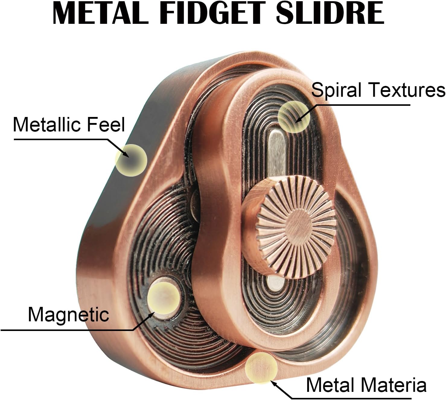 YANZHE Metal Fidget Slider,Triangle Magnetic Fidget Slider, EDC Metal Fidget Slider Toys,Fidget Toys Adults for Stress and Anxiety Relief，Magnetic Metal Fidget Slider Toy Suitable for Office (Bronze)