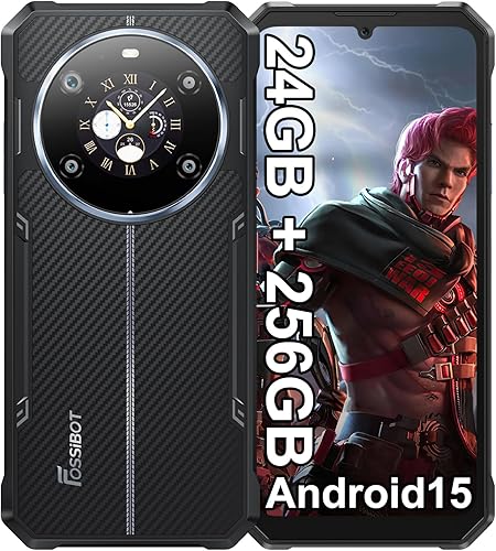 FOSSIBOT F109S Teléfono para juegos resistente desbloqueado 6.74 "HD+1.32" pantalla dual 10600mAh batería 24GB+256GB2TB Android 15 Smartphone 50MP
