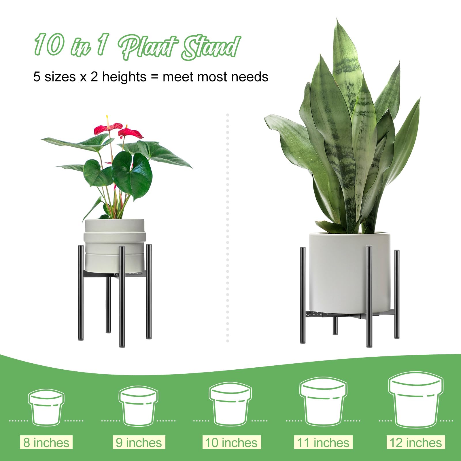 Support De Plantes Réglable Duscdesp - Noir - Largeur 22-30cm - Pour Intérieur/Extérieur - Capacité 100lbs