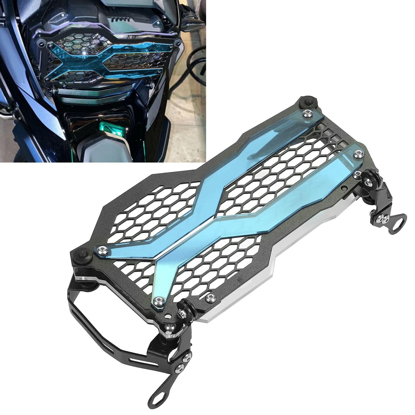 Griglia del faro anteriore, sostituzione della copertura della protezione della griglia del faro anteriore del motociclo per R1250GS ADV 2021(blu