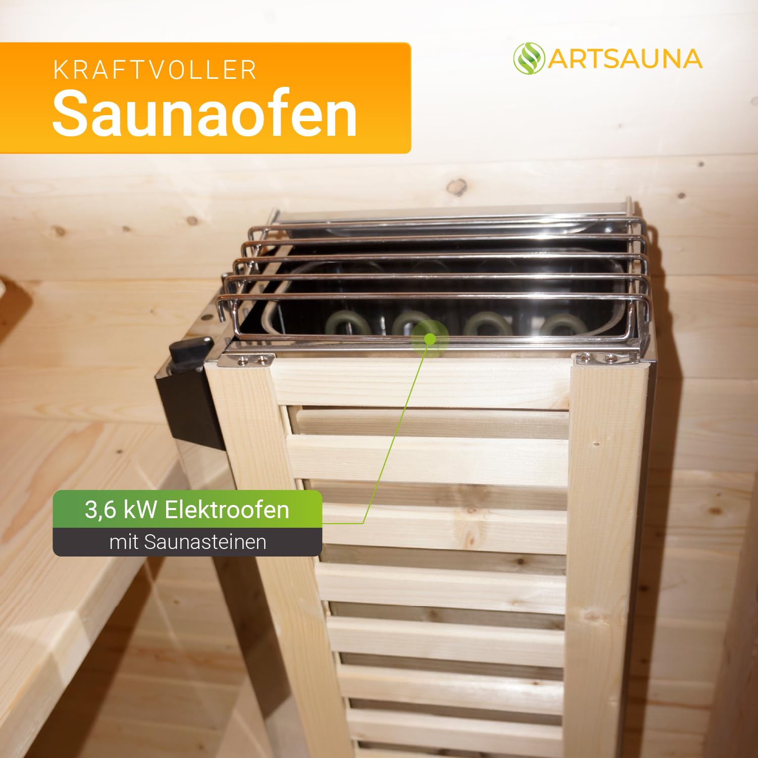 Artsauna Fasssauna Nolvik S Outdoor-Sauna Fichtenholz 3,6 kW Ofen LED Komplettset Winterfest Cube Design