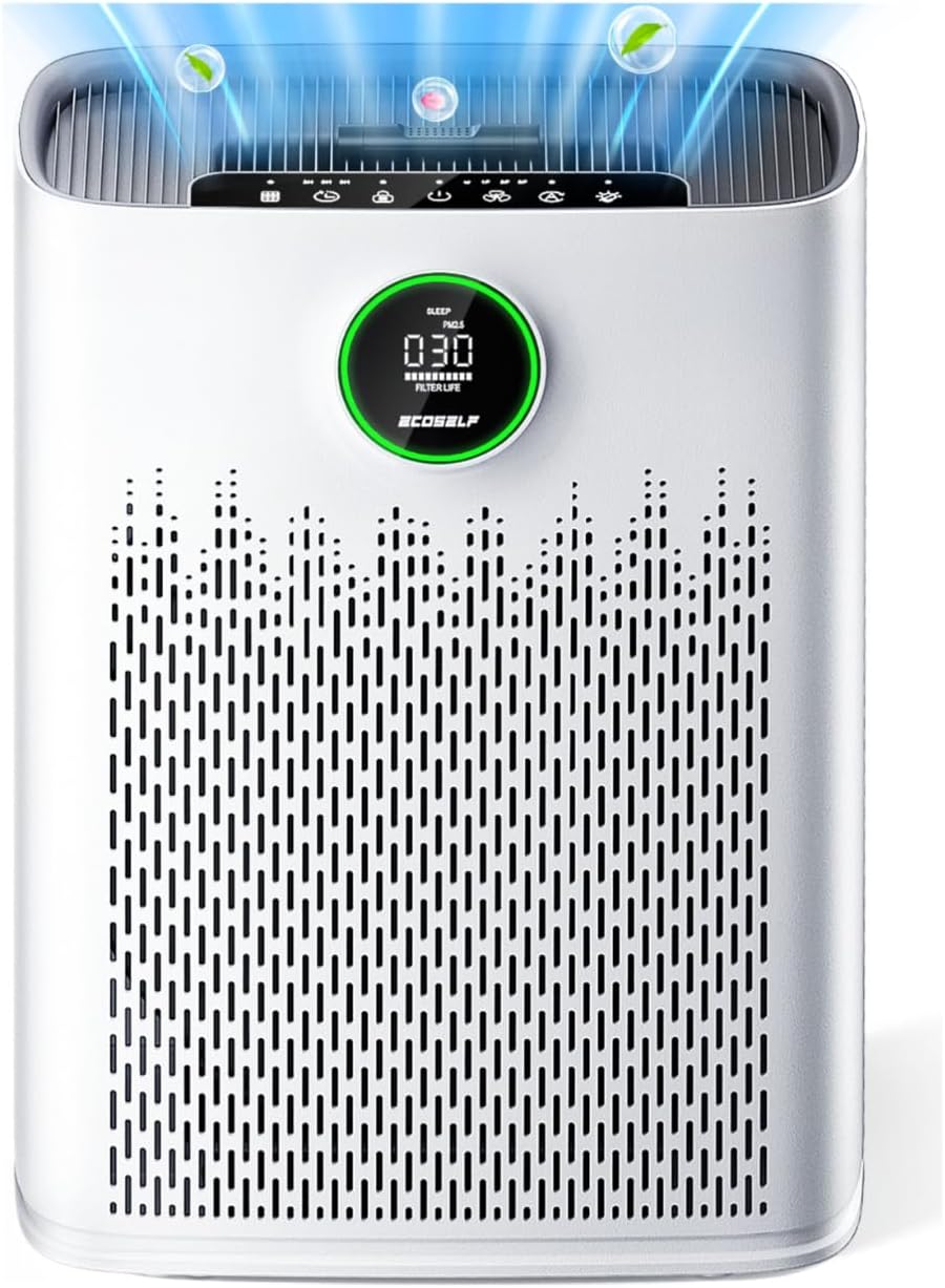 Air Purifiers for Home Large Room, Cover Up to 2400 Ft² with True HEPA Filter, Smart Mode, PM2.5 Air Quality Display, 22dB Sleep Mode, Aromatherapy with 2X-Purification & 360°Air Outlet, HAP603, White product image