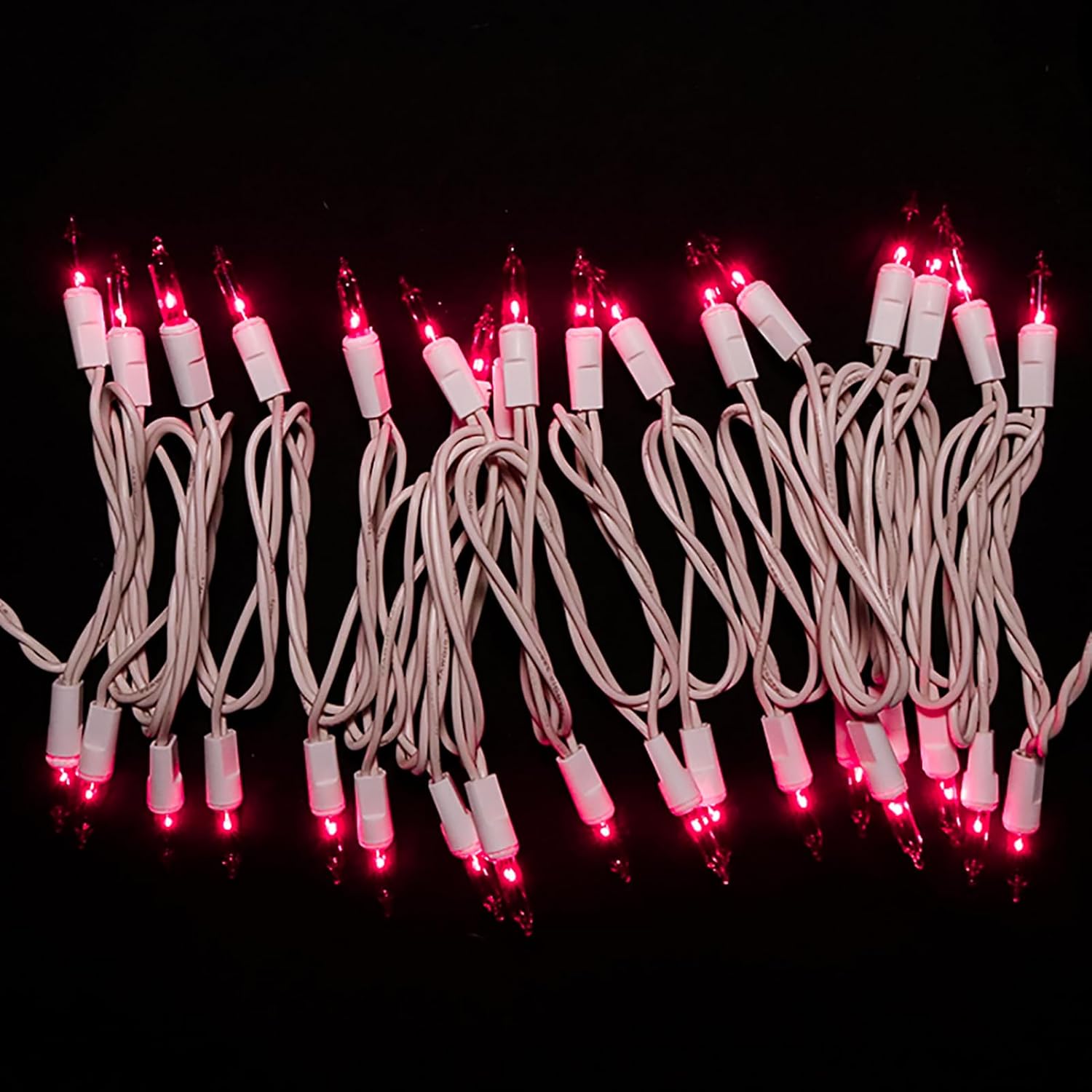 MULTI-SPARKING Pink Christmas String Lights - 35 Count Incandescent Mini Pink Christmas Lights for Small Tree, Crafts, Indoor and Outdoor Valentines Day Decorations, 8.5 Feet White Wire Set